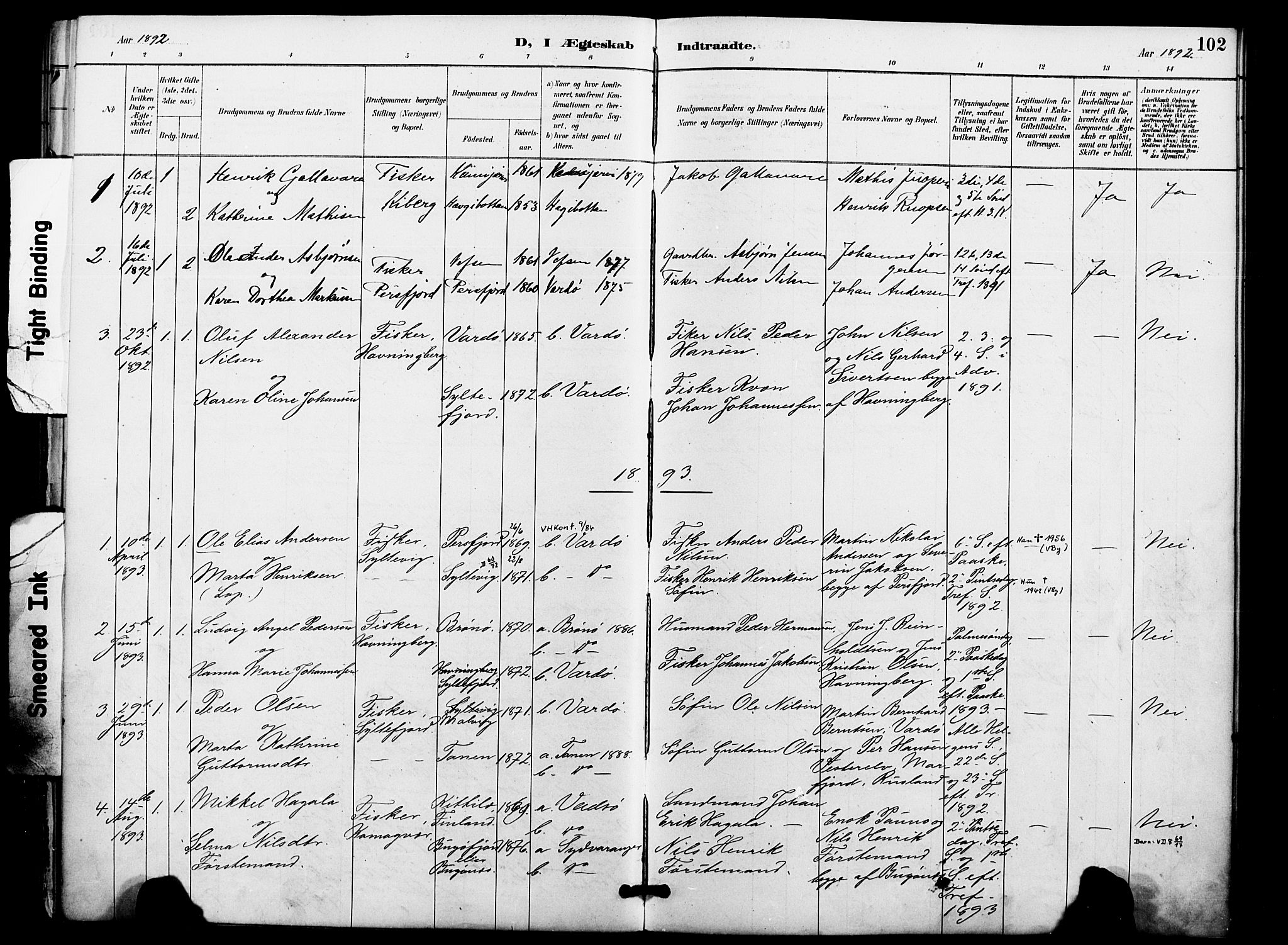 Vardø sokneprestkontor, SATØ/S-1332/H/Ha/L0009kirke: Parish register (official) no. 9, 1887-1898, p. 102