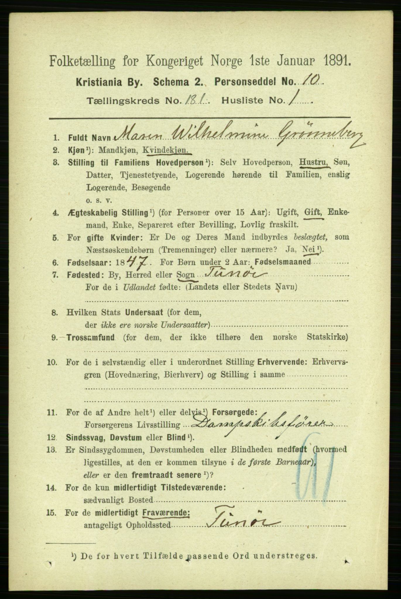 RA, 1891 census for 0301 Kristiania, 1891, p. 108497