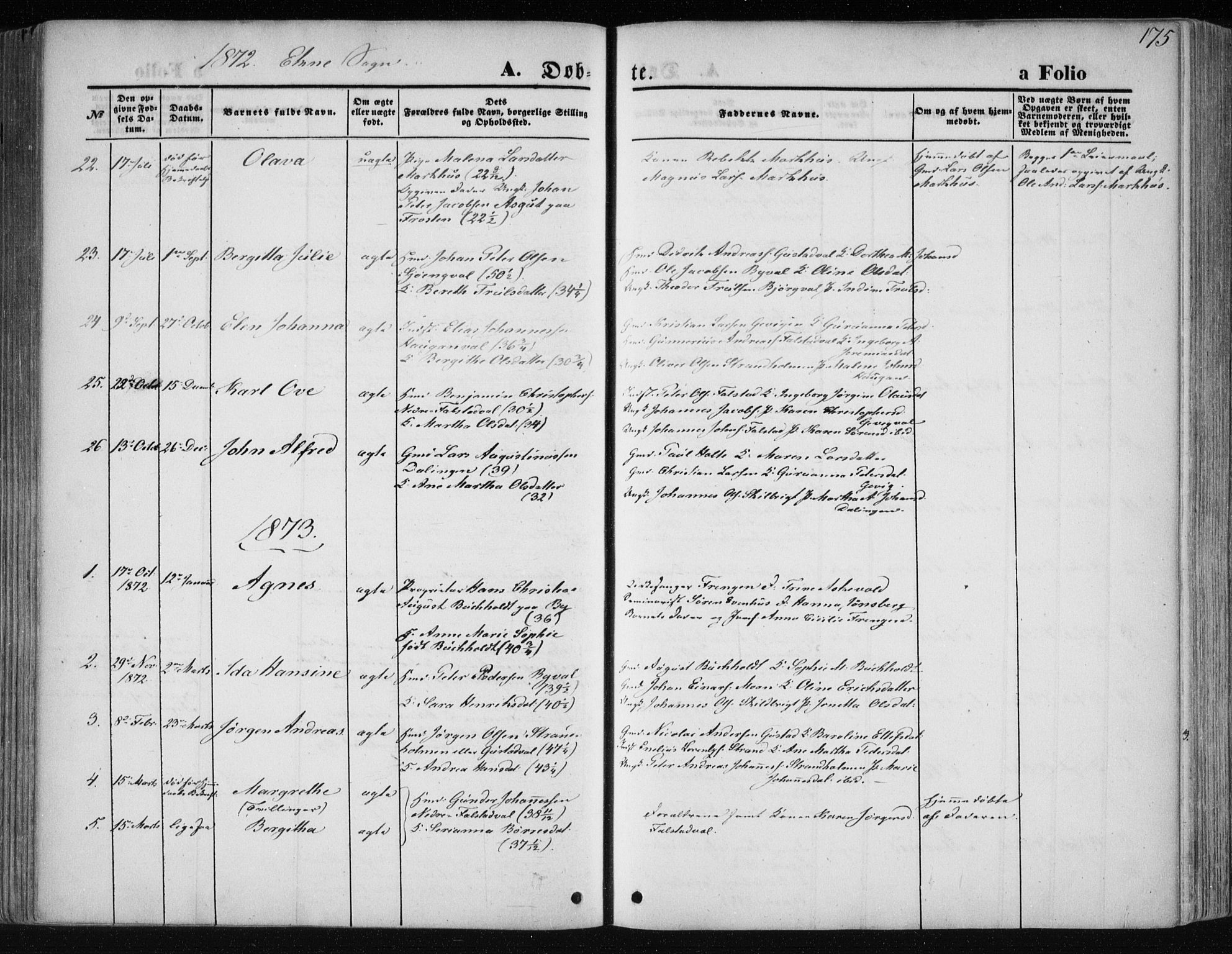 Ministerialprotokoller, klokkerbøker og fødselsregistre - Nord-Trøndelag, SAT/A-1458/717/L0158: Parish register (official) no. 717A08 /2, 1863-1877, p. 175