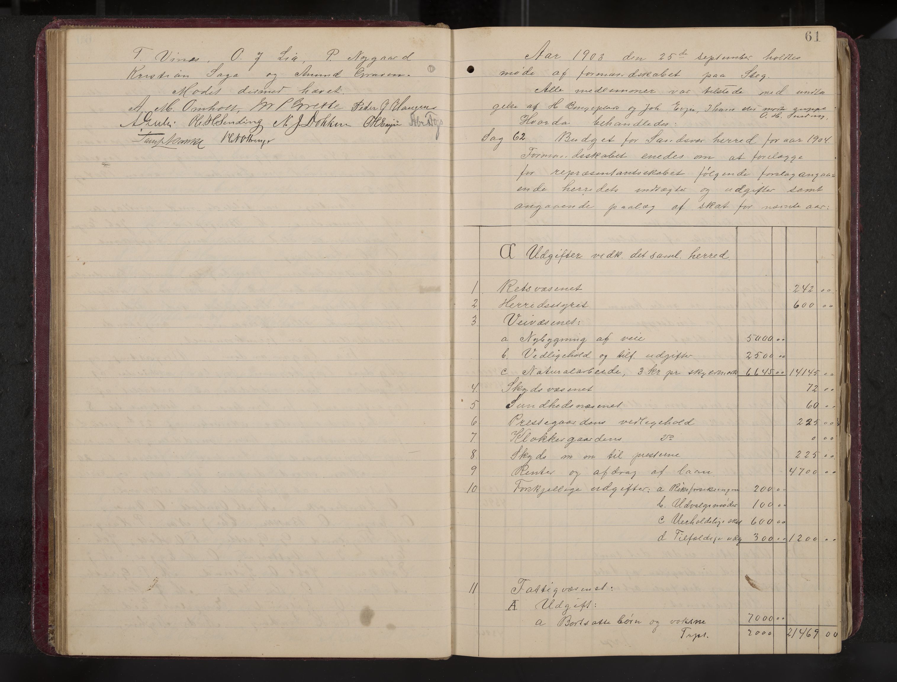 Ytre Sandsvær formannskap og sentraladministrasjon, IKAK/0629021/A/Aa/L0001: Møtebok med register, 1902-1919, p. 61