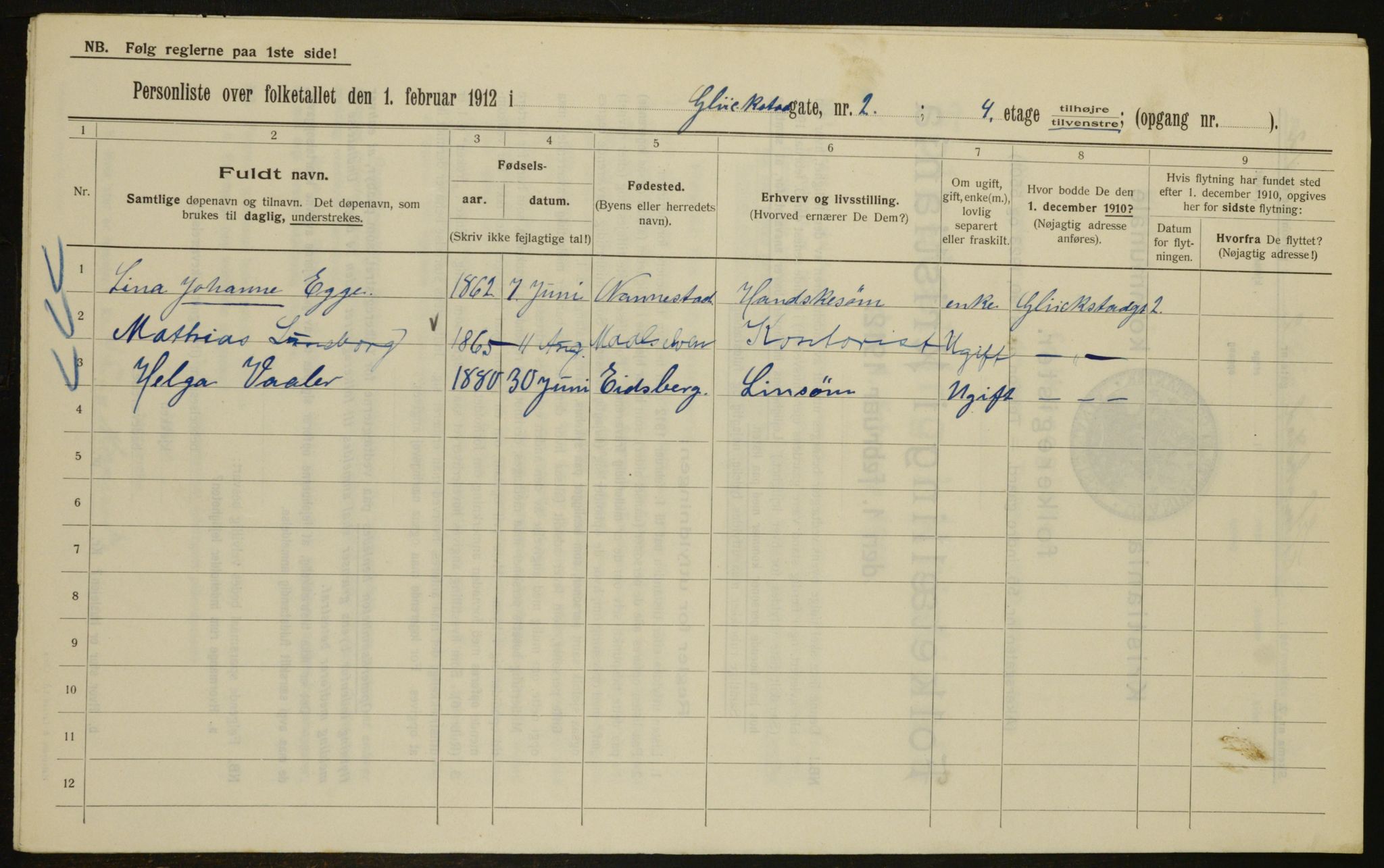 OBA, Municipal Census 1912 for Kristiania, 1912, p. 29199