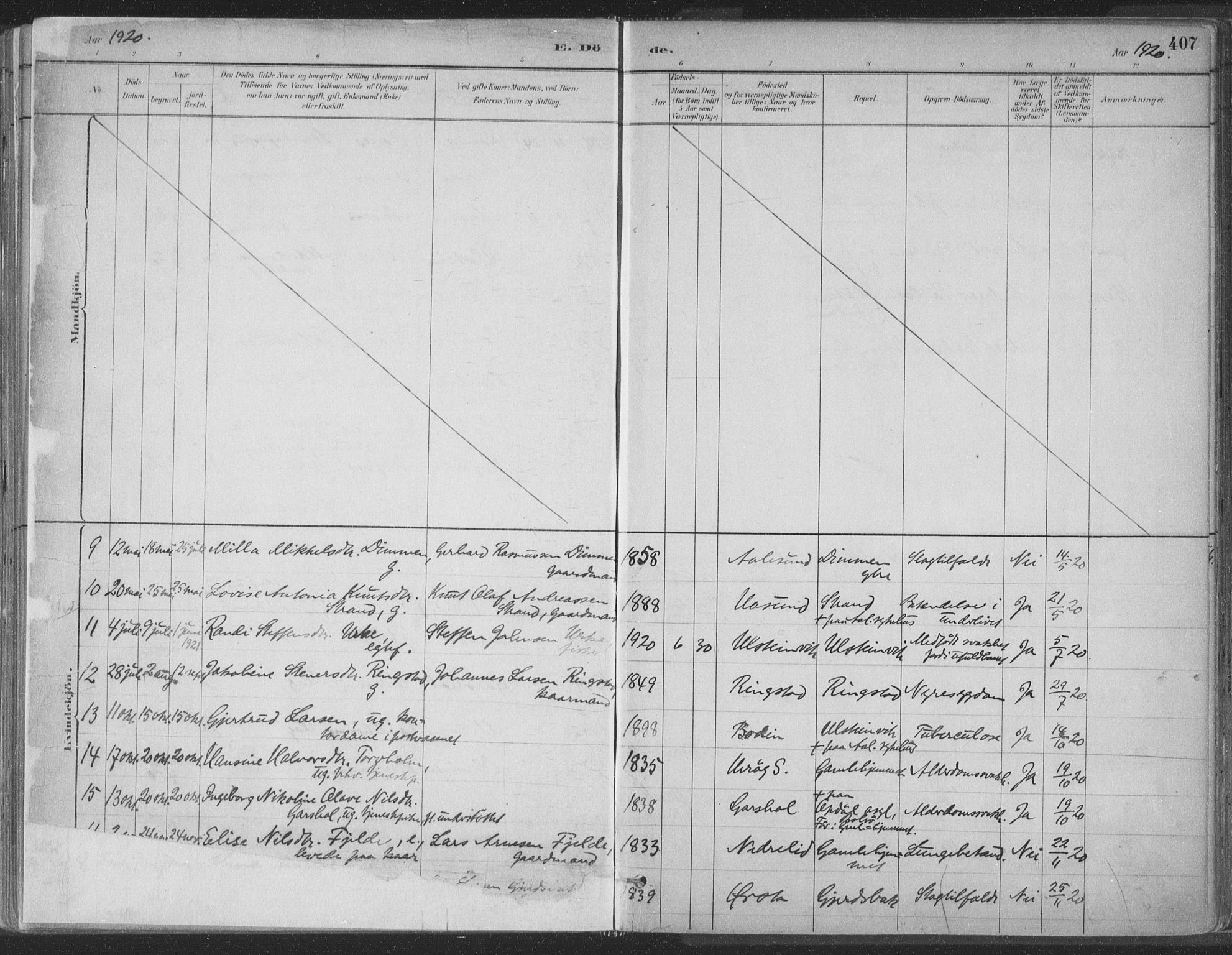 Ministerialprotokoller, klokkerbøker og fødselsregistre - Møre og Romsdal, SAT/A-1454/509/L0106: Parish register (official) no. 509A04, 1883-1922, p. 407