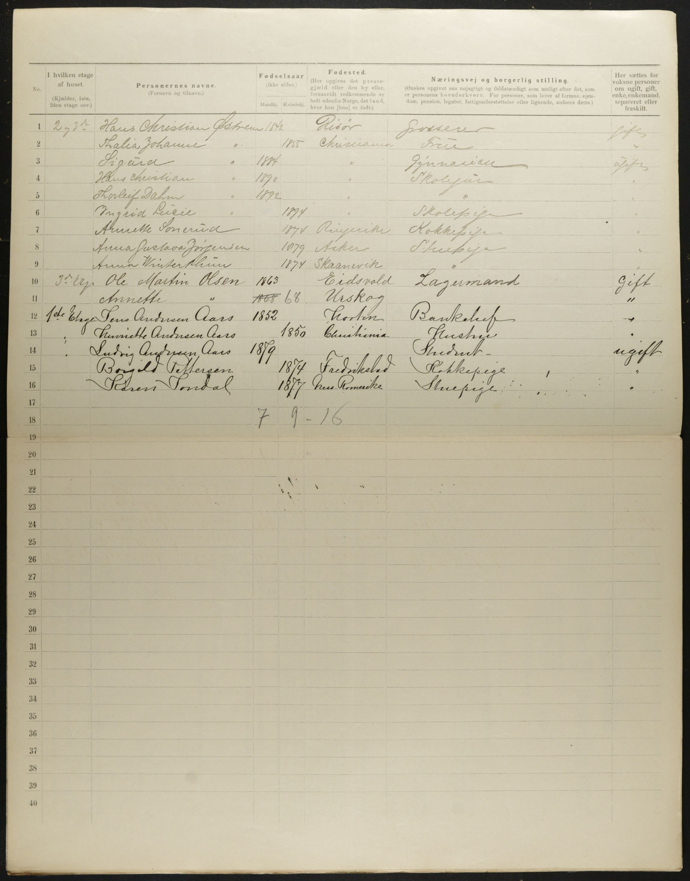 OBA, Municipal Census 1901 for Kristiania, 1901, p. 1139