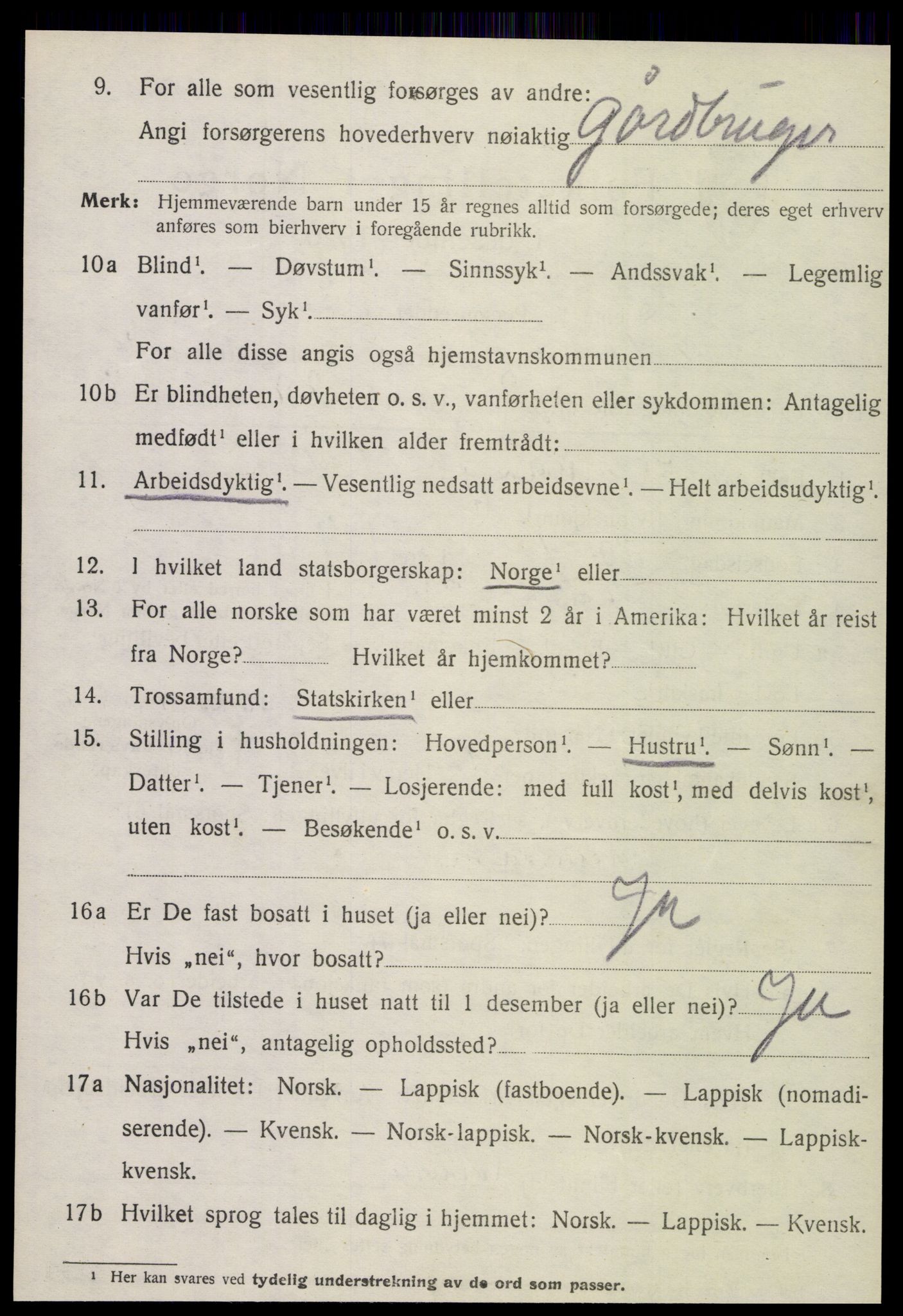 SAT, 1920 census for Meløy, 1920, p. 3618