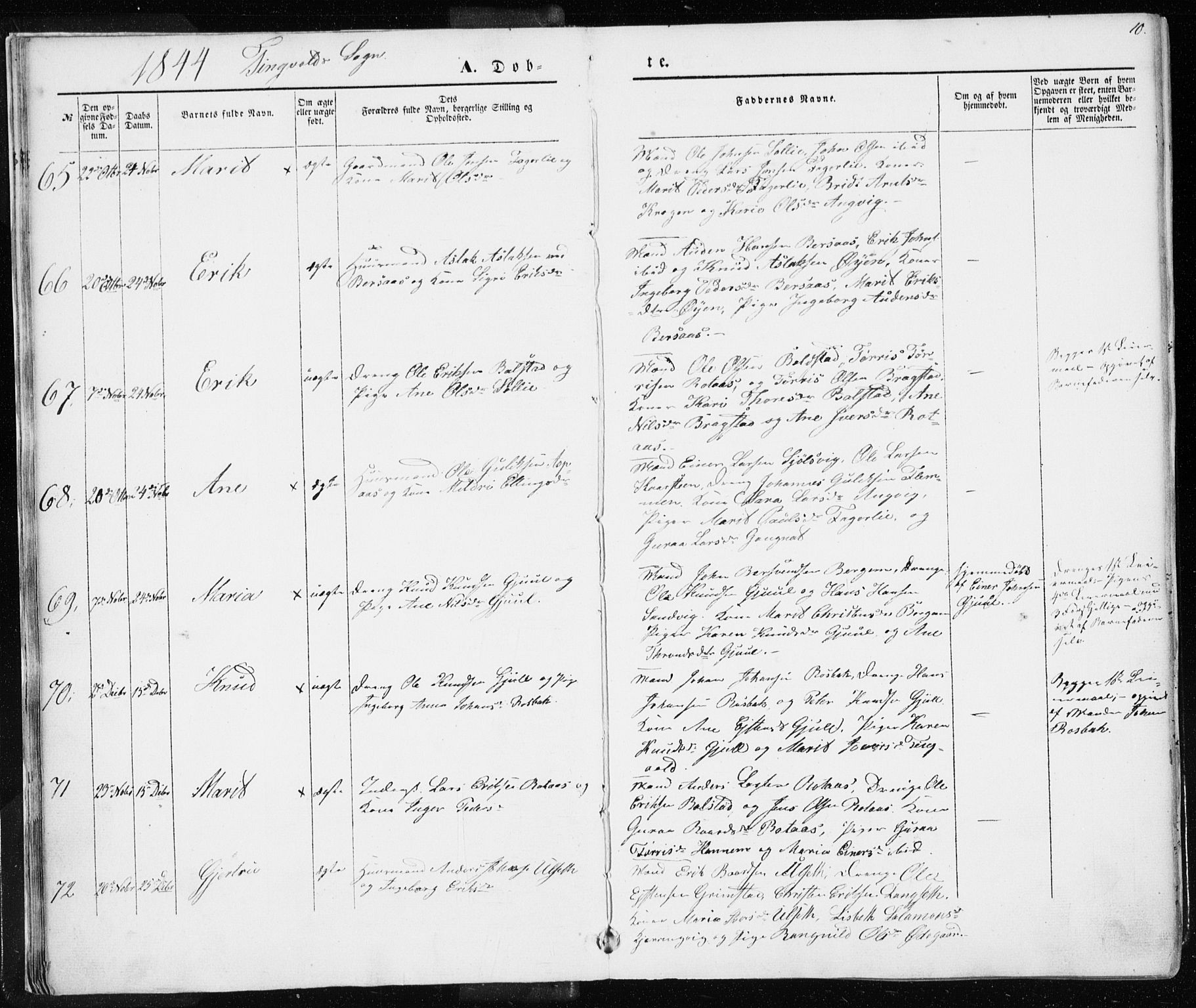 Ministerialprotokoller, klokkerbøker og fødselsregistre - Møre og Romsdal, AV/SAT-A-1454/586/L0984: Parish register (official) no. 586A10, 1844-1856, p. 10