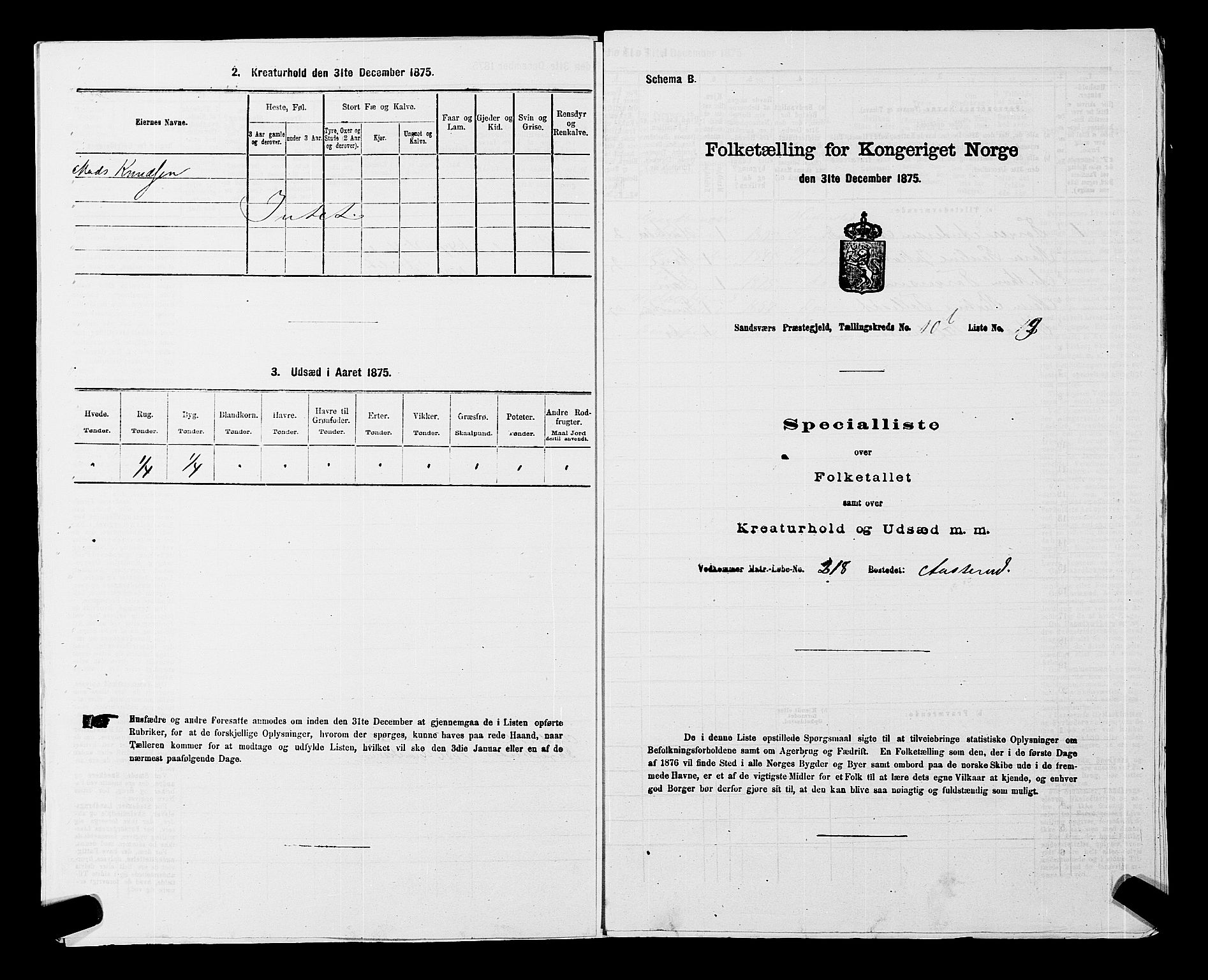 SAKO, 1875 census for 0629P Sandsvær, 1875, p. 1712