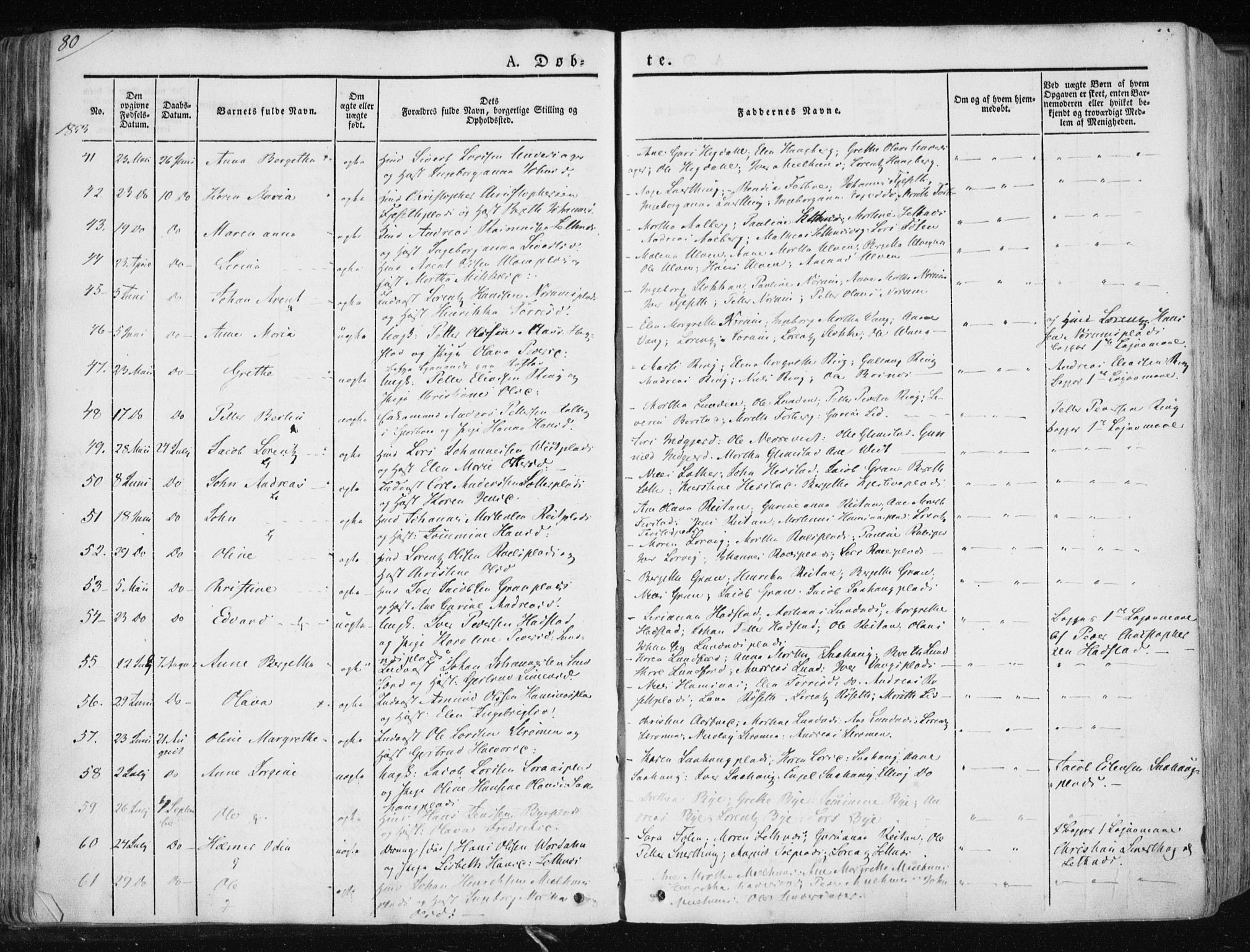 Ministerialprotokoller, klokkerbøker og fødselsregistre - Nord-Trøndelag, SAT/A-1458/730/L0280: Parish register (official) no. 730A07 /1, 1840-1854, p. 80