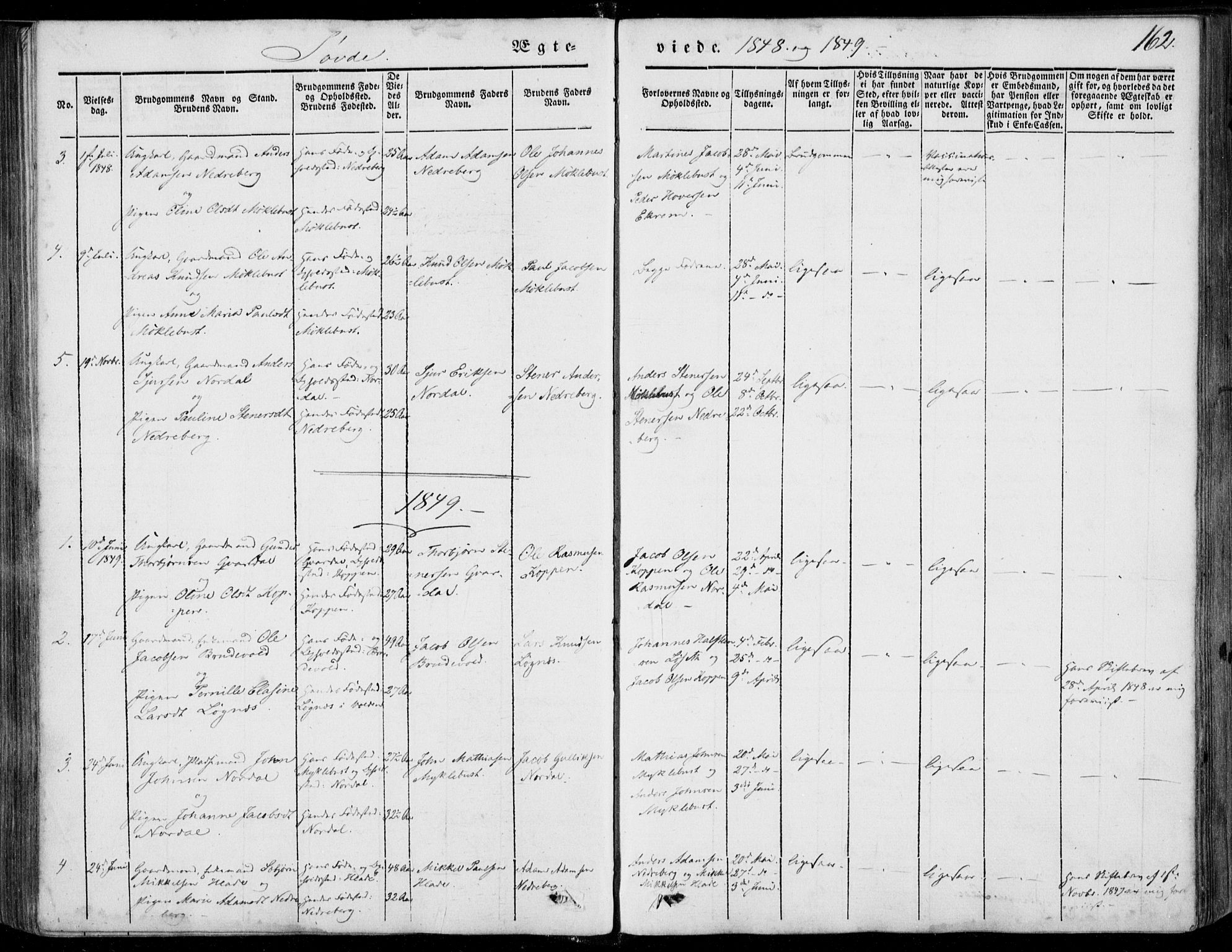 Ministerialprotokoller, klokkerbøker og fødselsregistre - Møre og Romsdal, AV/SAT-A-1454/502/L0023: Parish register (official) no. 502A01, 1844-1873, p. 162