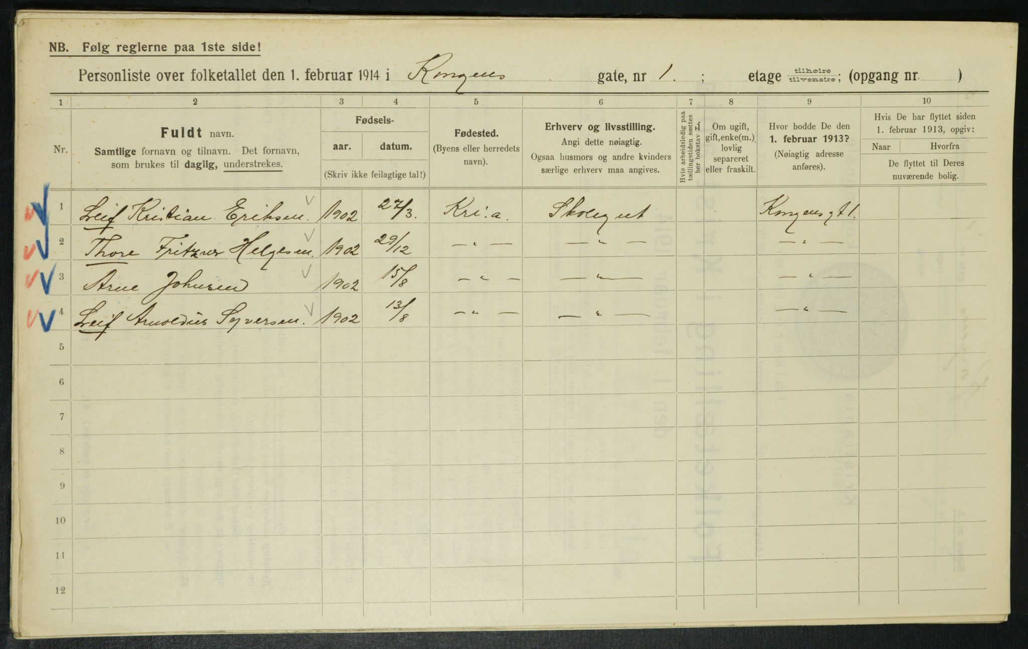 OBA, Municipal Census 1914 for Kristiania, 1914, p. 52390