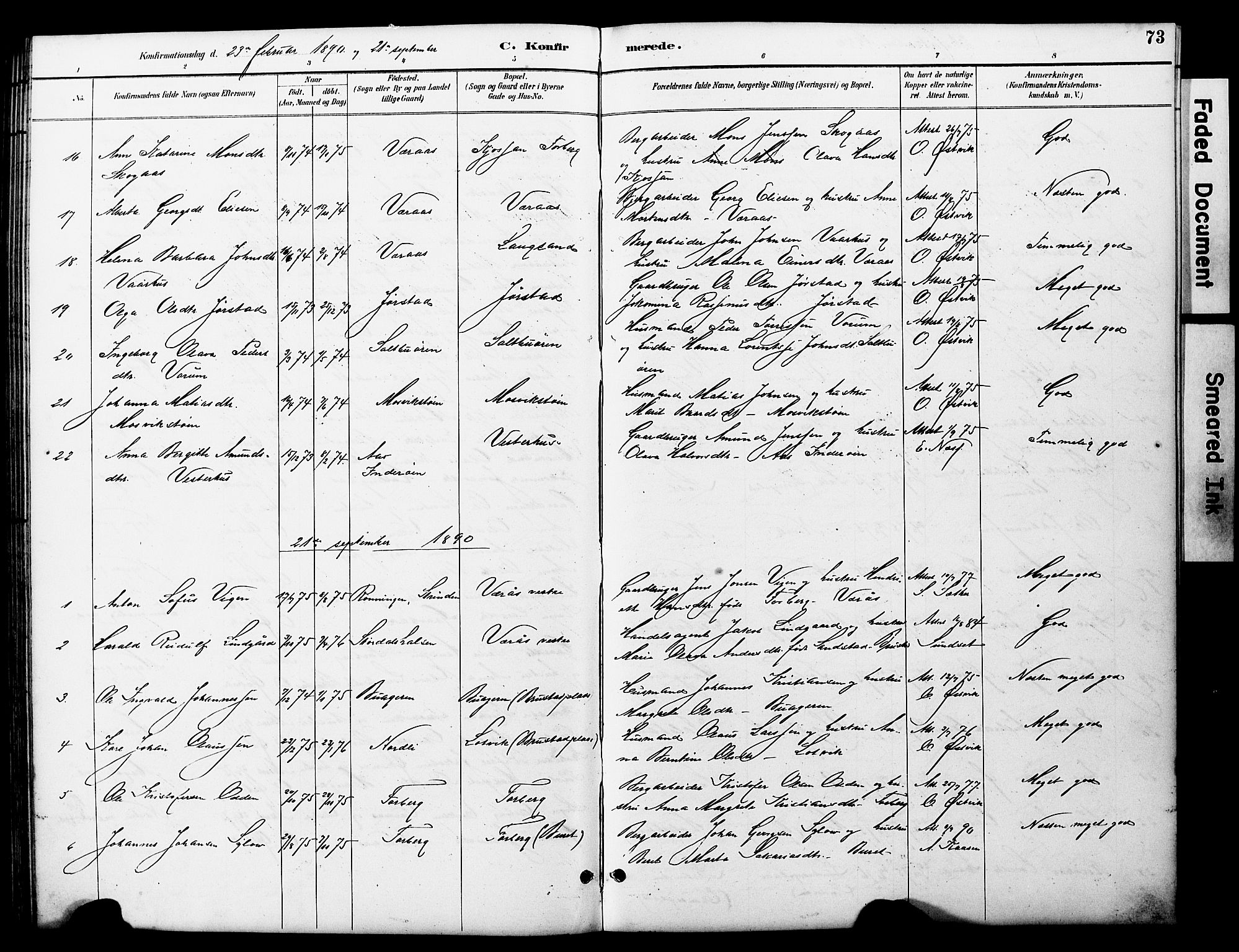 Ministerialprotokoller, klokkerbøker og fødselsregistre - Nord-Trøndelag, SAT/A-1458/722/L0226: Parish register (copy) no. 722C02, 1889-1927, p. 73