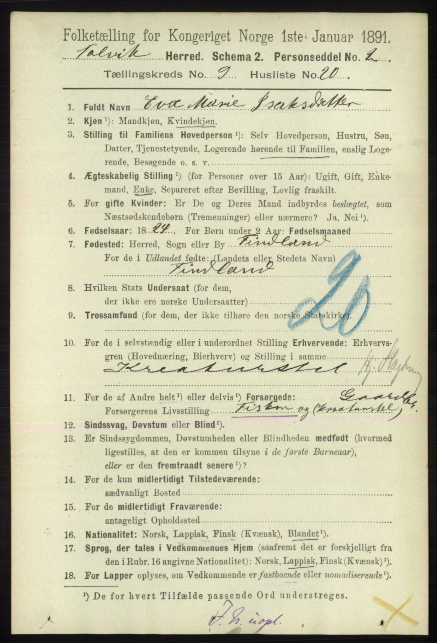 RA, 1891 census for 2013 Talvik, 1891, p. 2268