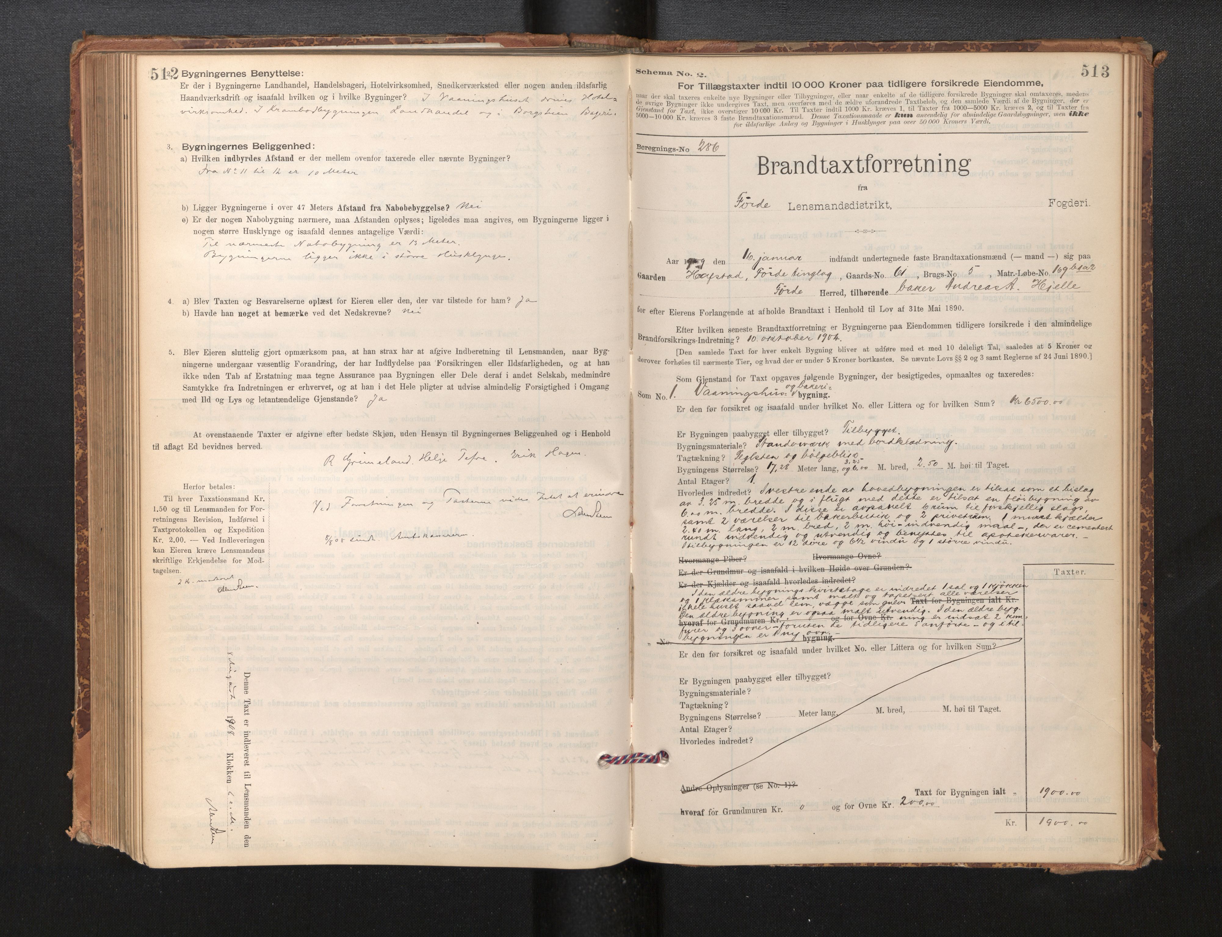 Lensmannen i Førde, SAB/A-27401/0012/L0008: Branntakstprotokoll, skjematakst, 1895-1922, p. 512-513