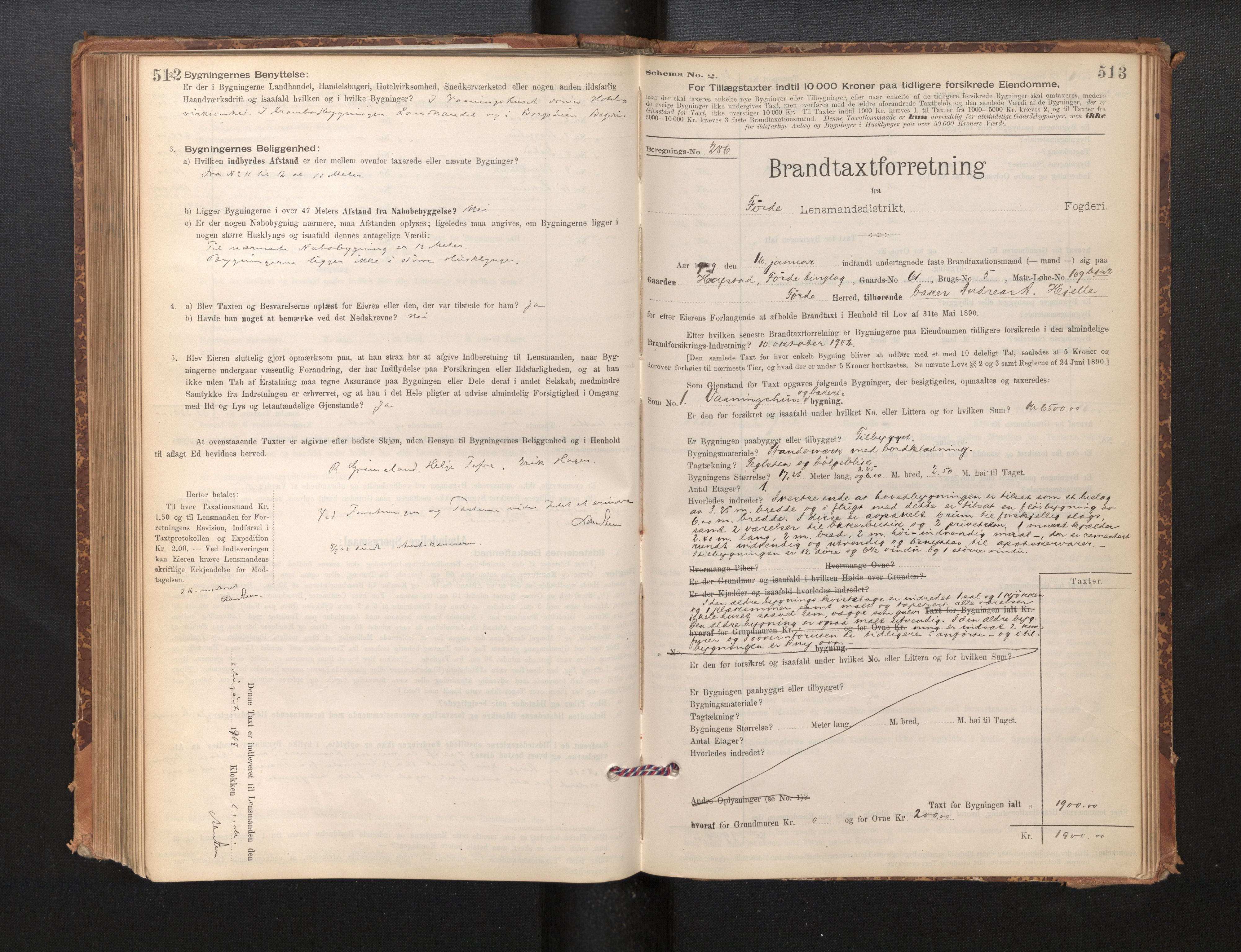 Lensmannen i Førde, AV/SAB-A-27401/0012/L0008: Branntakstprotokoll, skjematakst, 1895-1922, p. 512-513