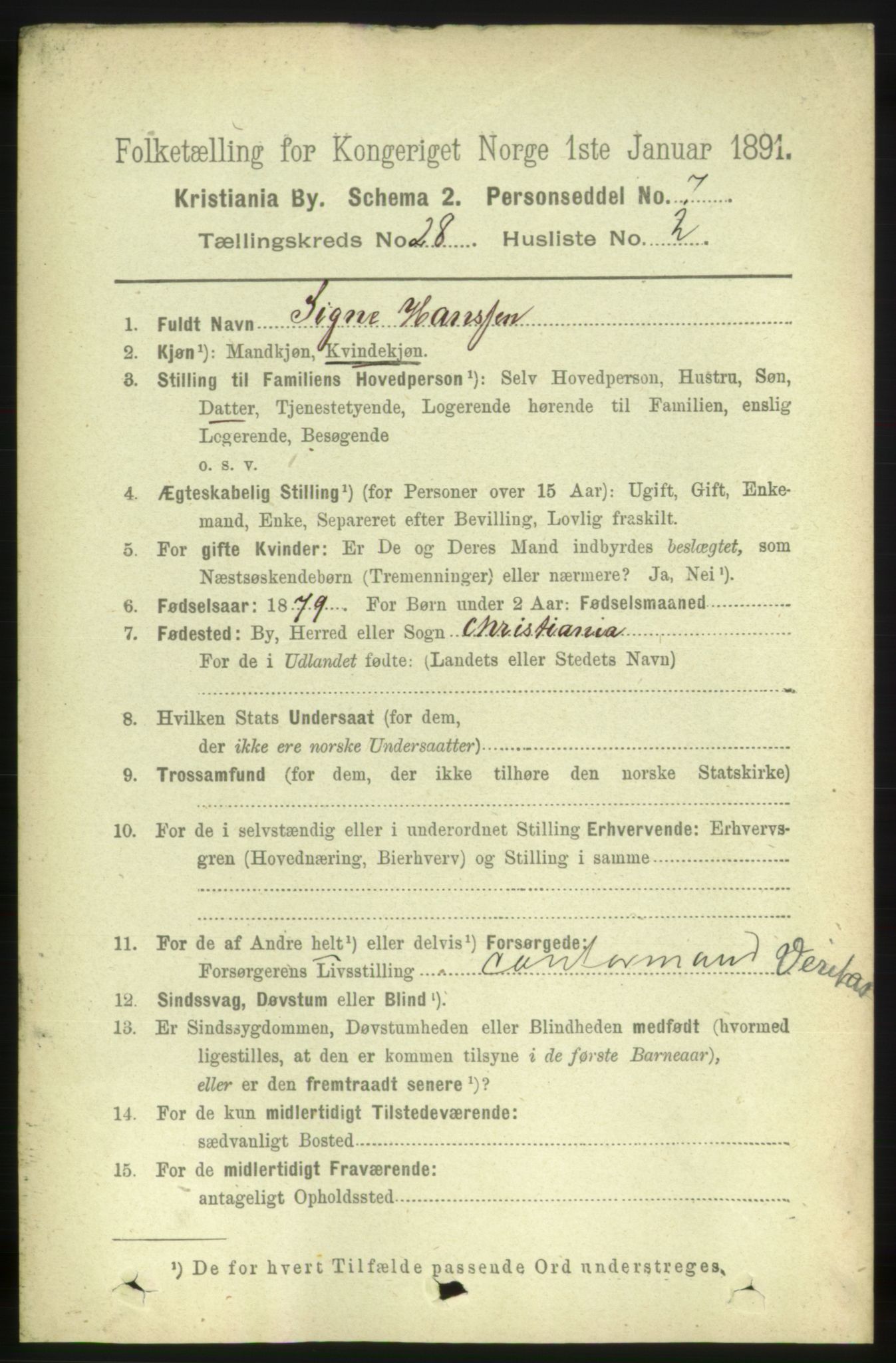 RA, 1891 census for 0301 Kristiania, 1891, p. 14330