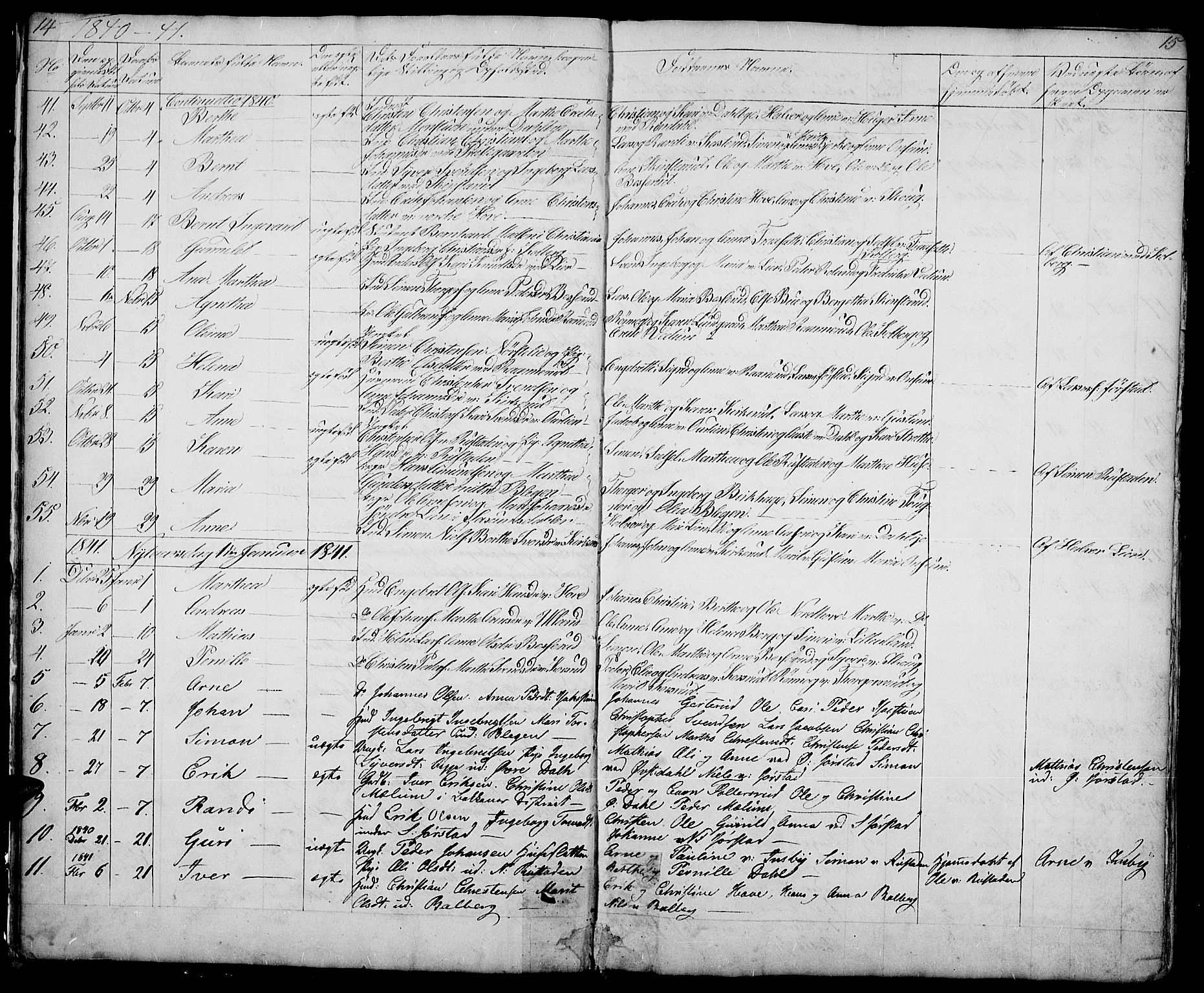 Fåberg prestekontor, SAH/PREST-086/H/Ha/Hab/L0005: Parish register (copy) no. 5, 1837-1864, p. 14-15