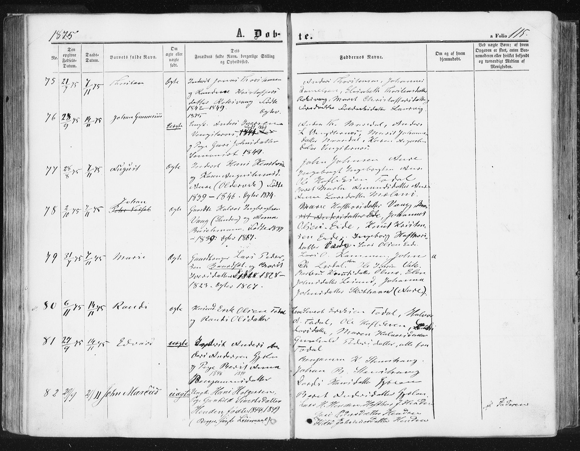 Ministerialprotokoller, klokkerbøker og fødselsregistre - Møre og Romsdal, AV/SAT-A-1454/578/L0905: Parish register (official) no. 578A04, 1859-1877, p. 115