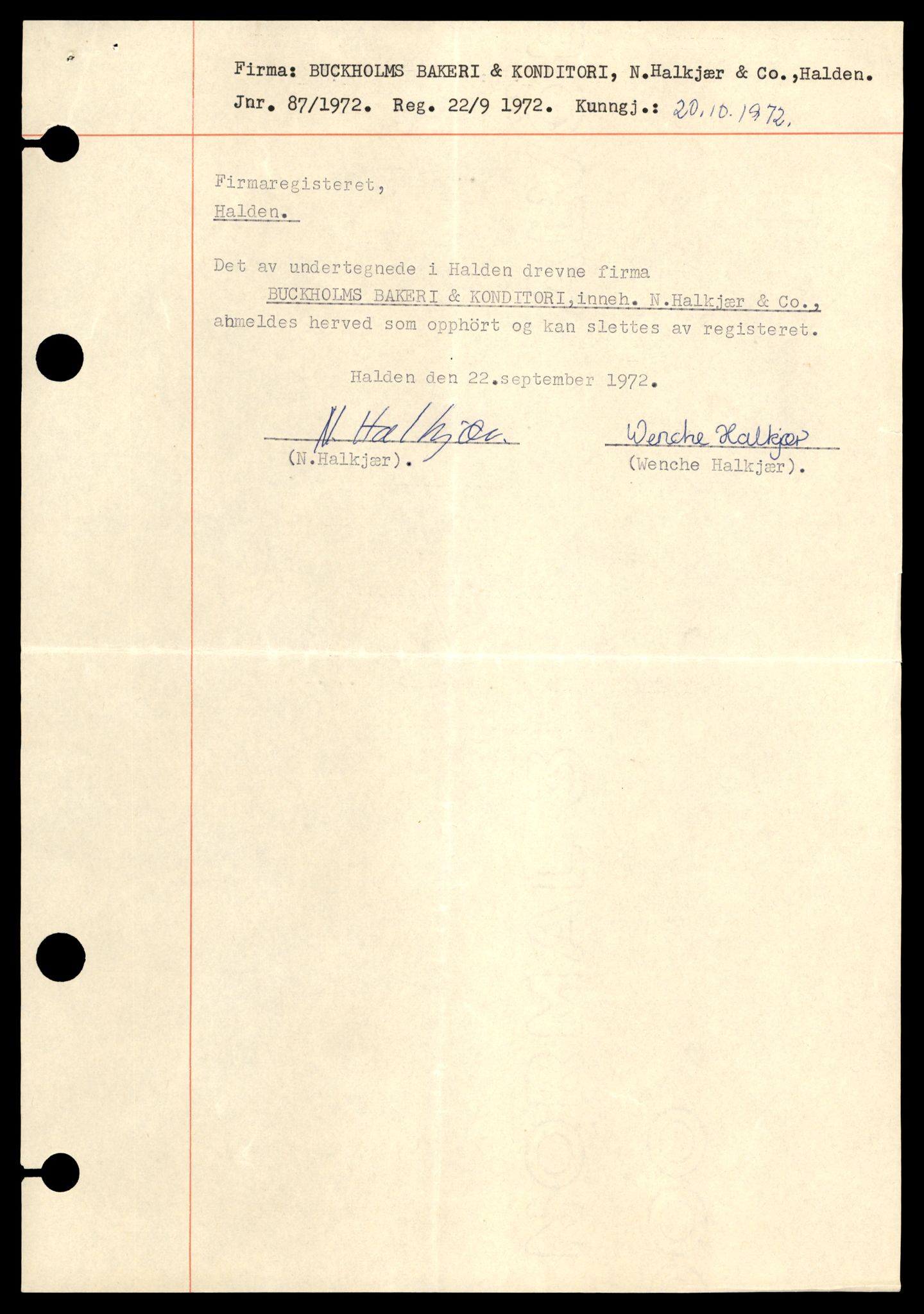 Halden tingrett, AV/SAT-A-10067/K/Kb/Kba/L0004: Enkeltmannsforetak, 1972-1978