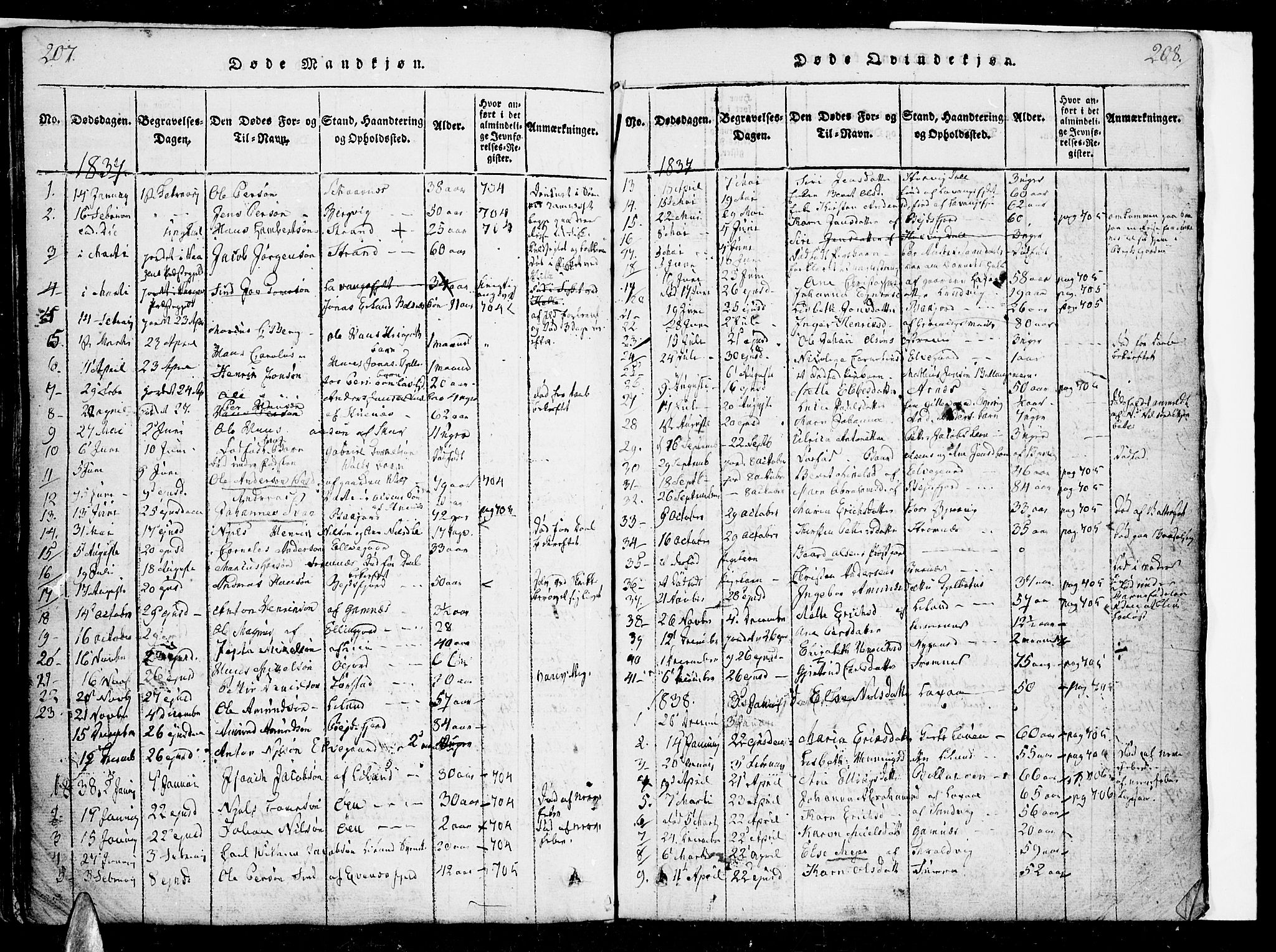 Ministerialprotokoller, klokkerbøker og fødselsregistre - Nordland, AV/SAT-A-1459/863/L0894: Parish register (official) no. 863A06, 1821-1851, p. 207-208