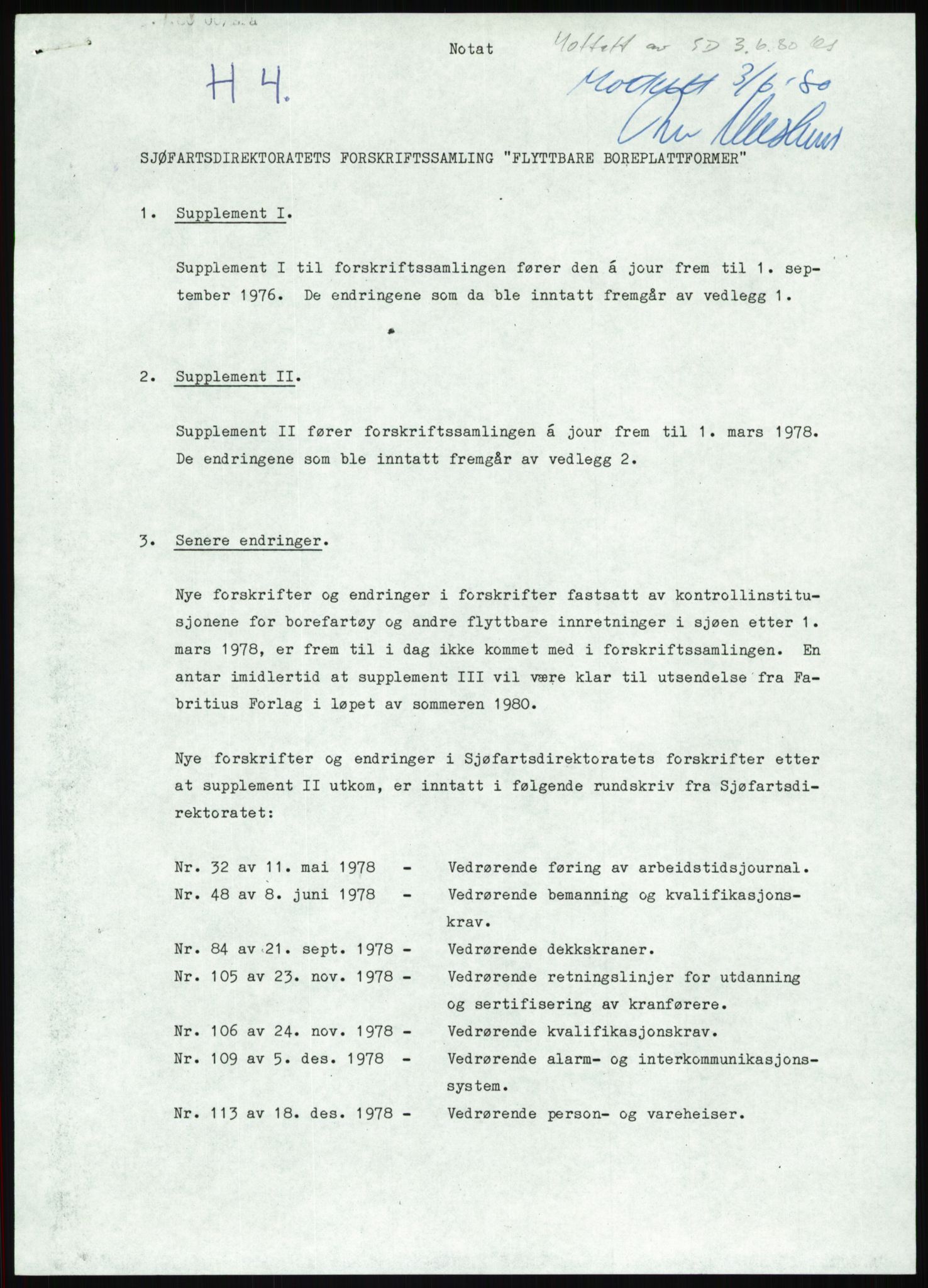 Justisdepartementet, Granskningskommisjonen ved Alexander Kielland-ulykken 27.3.1980, RA/S-1165/D/L0012: H Sjøfartsdirektoratet/Skipskontrollen (Doku.liste + H1-H11, H13, H16-H22 av 52), 1980-1981, p. 367