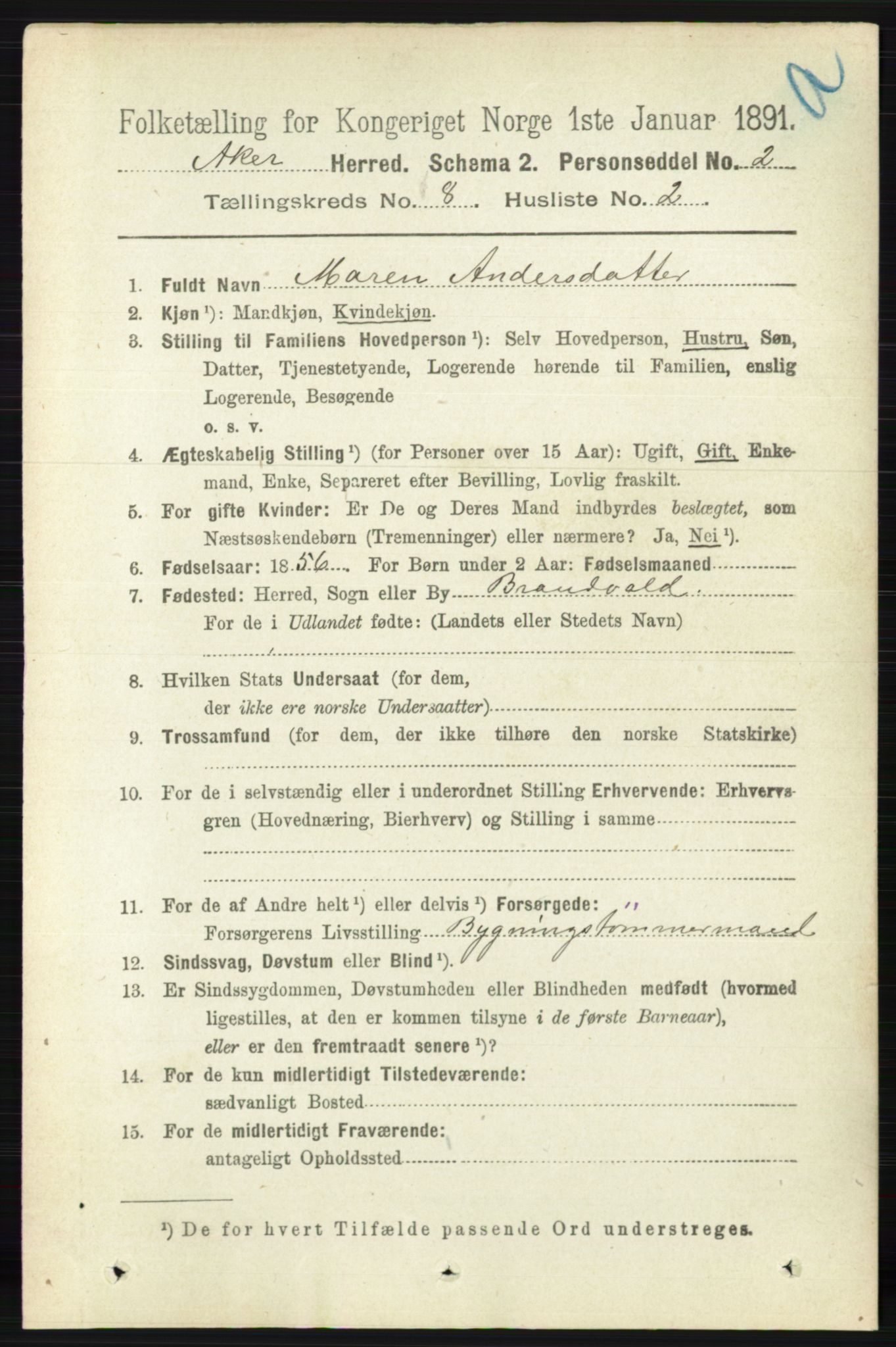 RA, 1891 census for 0218 Aker, 1891, p. 7241