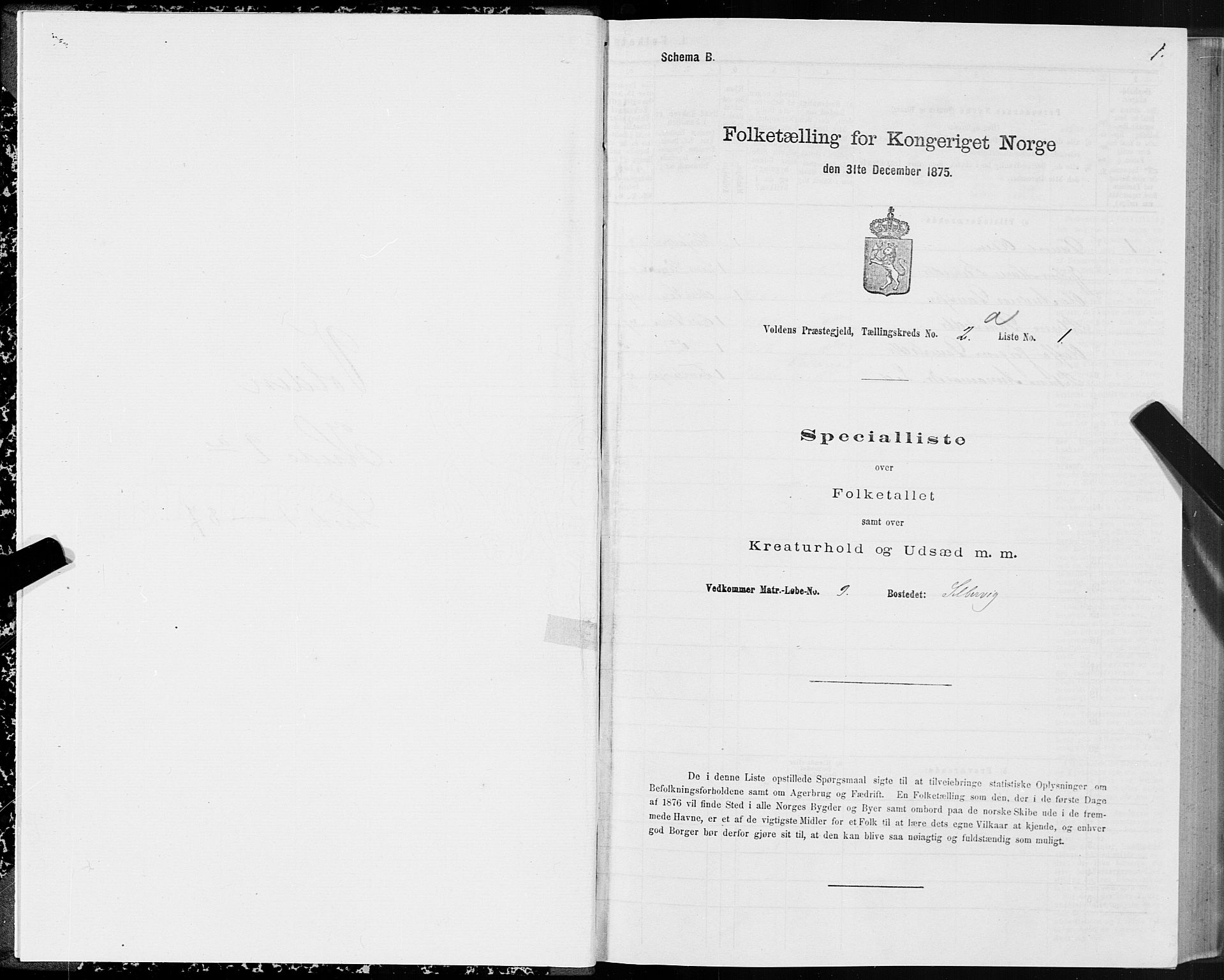 SAT, 1875 census for 1519P Volda, 1875, p. 2001