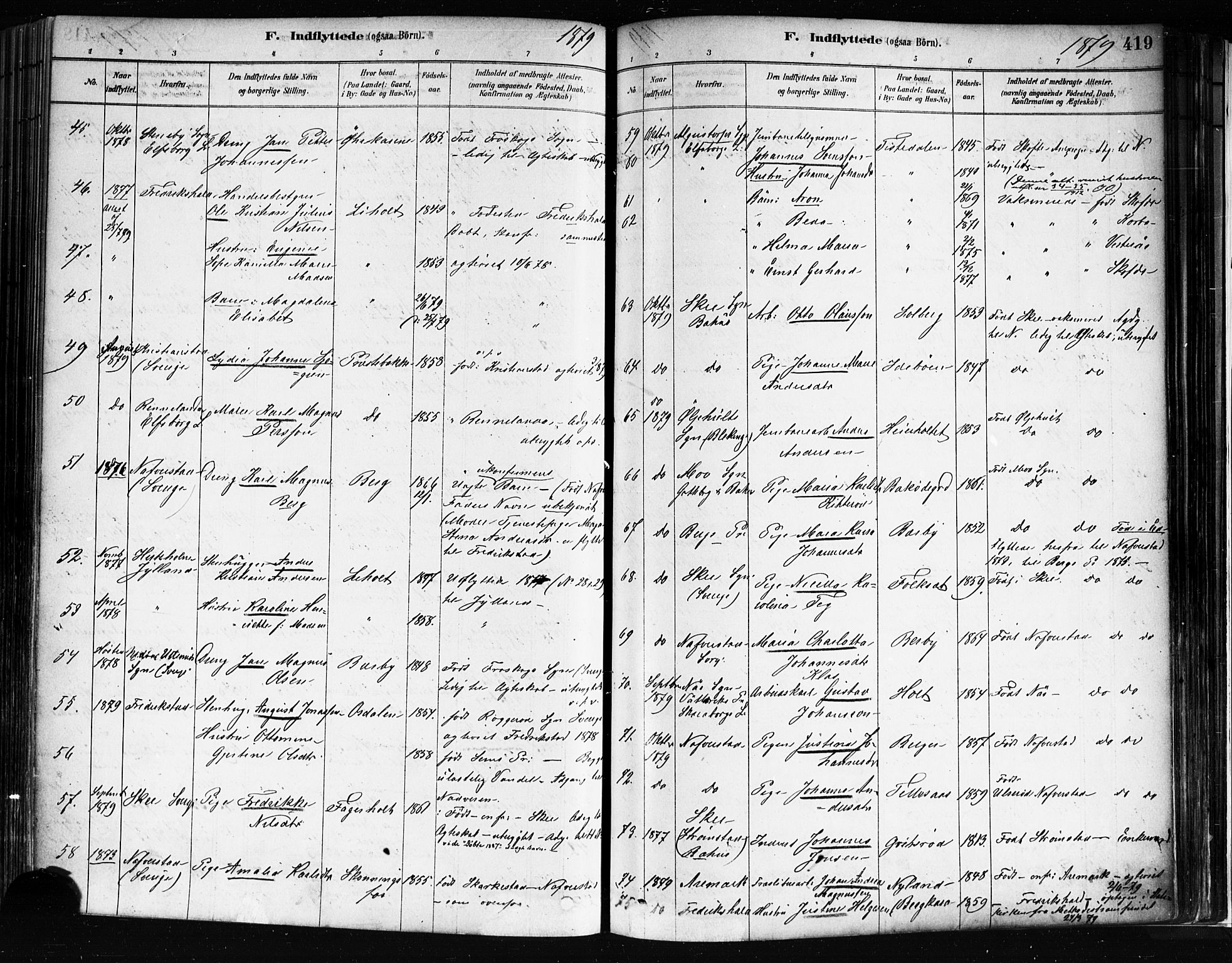 Idd prestekontor Kirkebøker, SAO/A-10911/F/Fc/L0006b: Parish register (official) no. III 6B, 1878-1903, p. 419