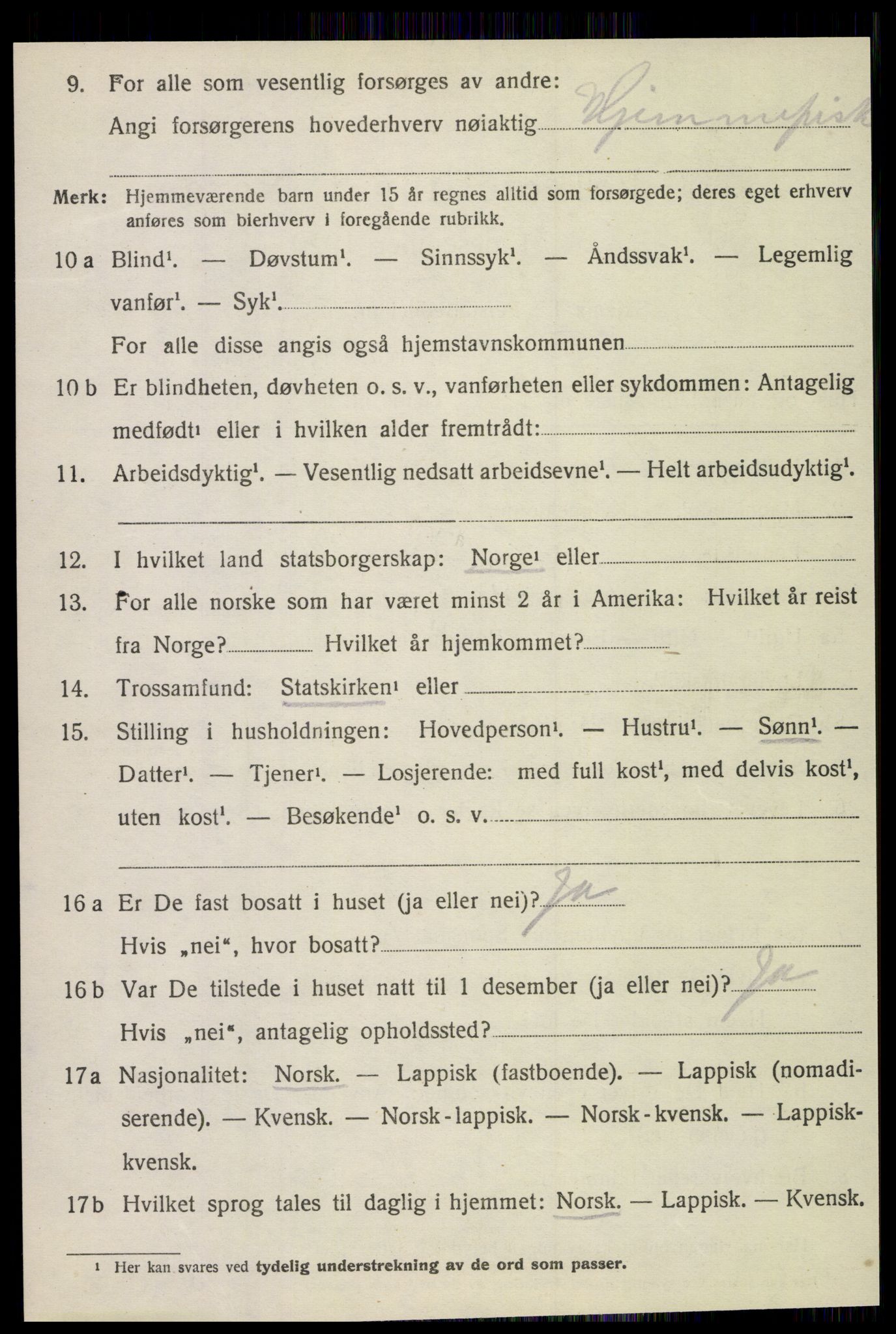 SAT, 1920 census for Lurøy, 1920, p. 4962