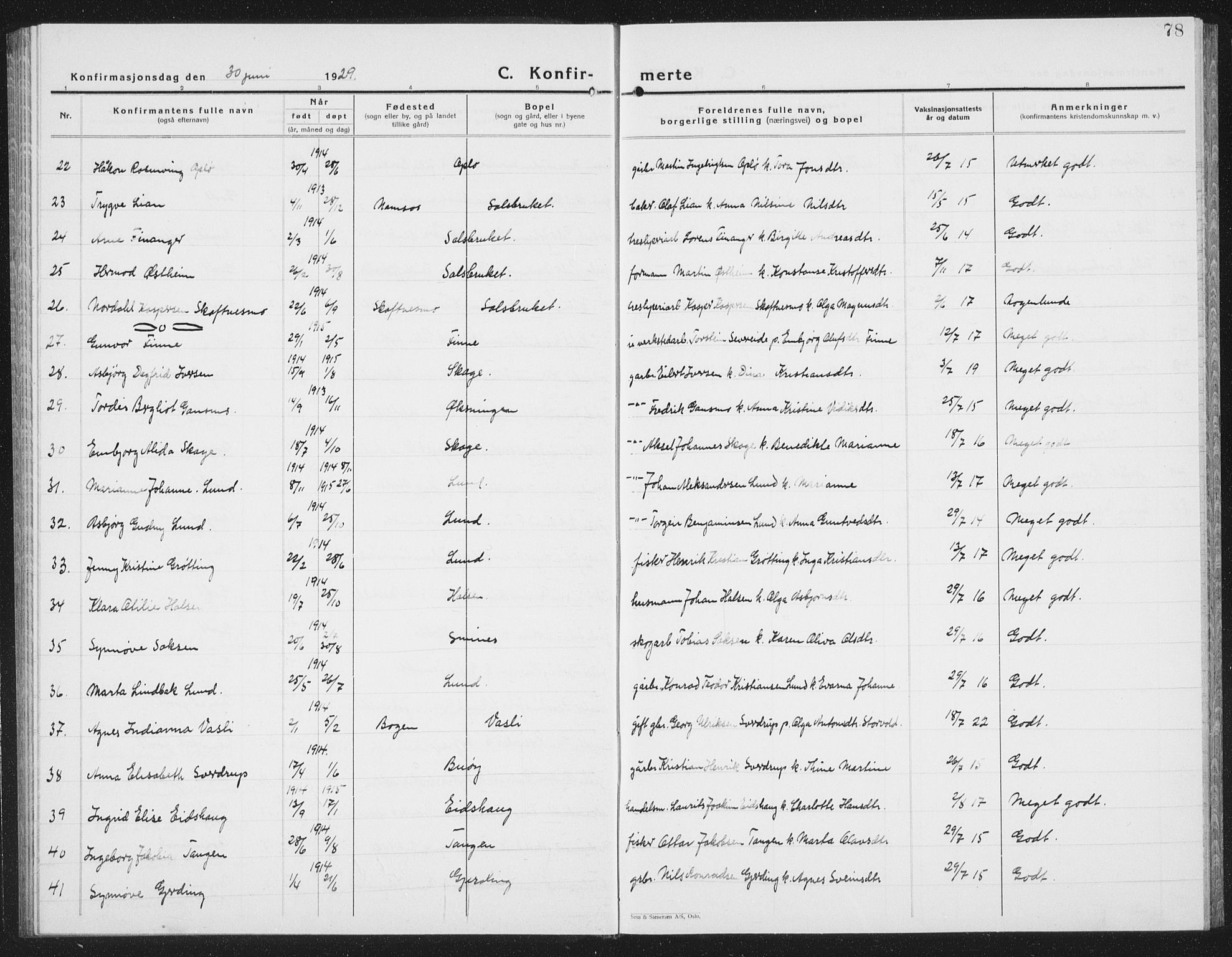 Ministerialprotokoller, klokkerbøker og fødselsregistre - Nord-Trøndelag, SAT/A-1458/780/L0654: Parish register (copy) no. 780C06, 1928-1942, p. 78