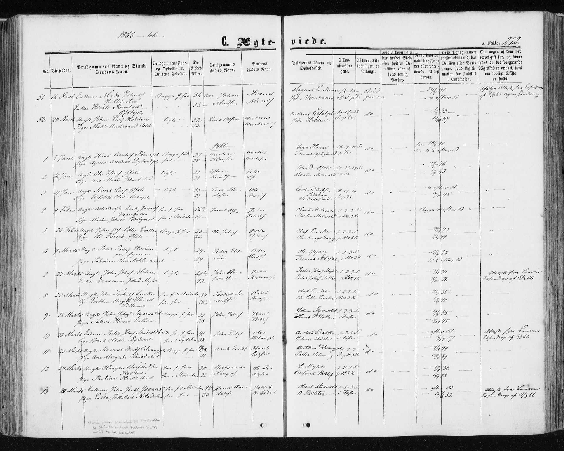Ministerialprotokoller, klokkerbøker og fødselsregistre - Nord-Trøndelag, SAT/A-1458/709/L0075: Parish register (official) no. 709A15, 1859-1870, p. 252
