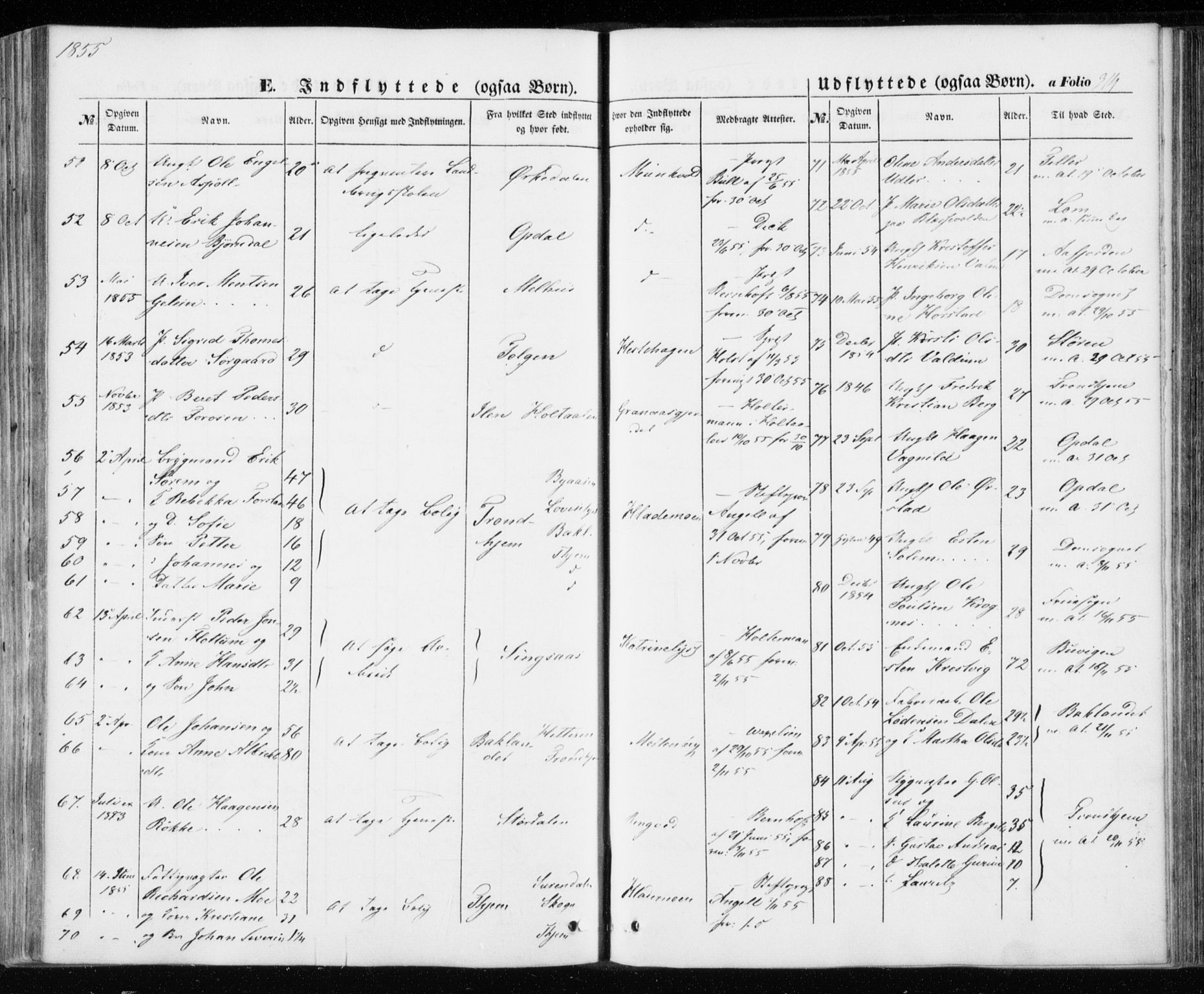 Ministerialprotokoller, klokkerbøker og fødselsregistre - Sør-Trøndelag, AV/SAT-A-1456/606/L0291: Parish register (official) no. 606A06, 1848-1856, p. 314