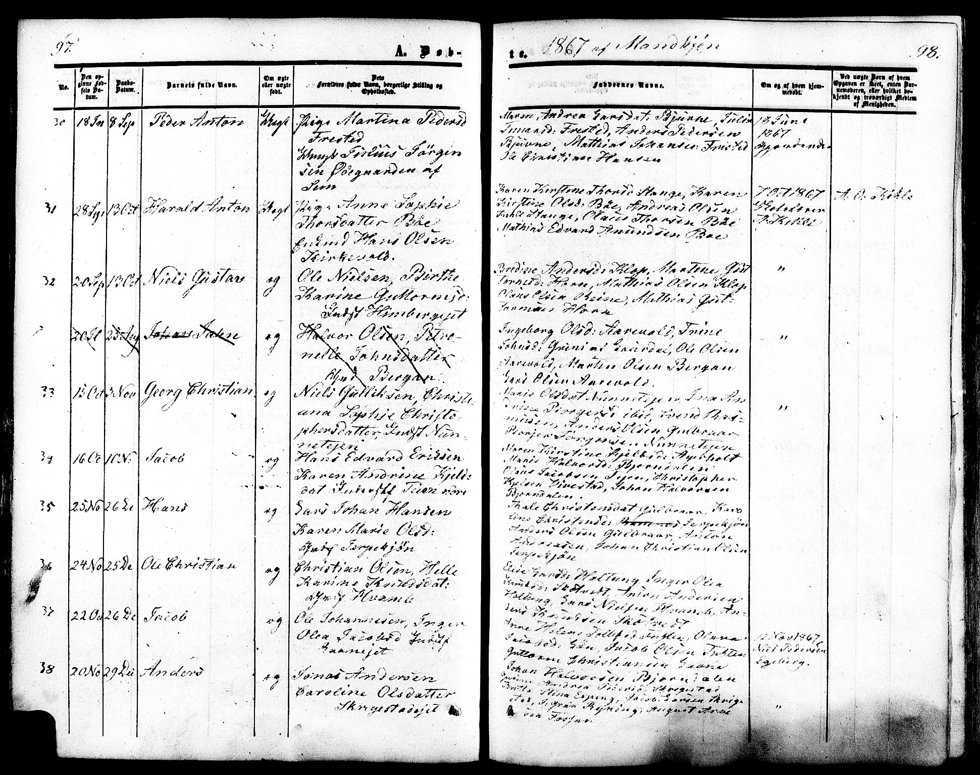 Ramnes kirkebøker, AV/SAKO-A-314/F/Fa/L0006: Parish register (official) no. I 6, 1862-1877, p. 97-98