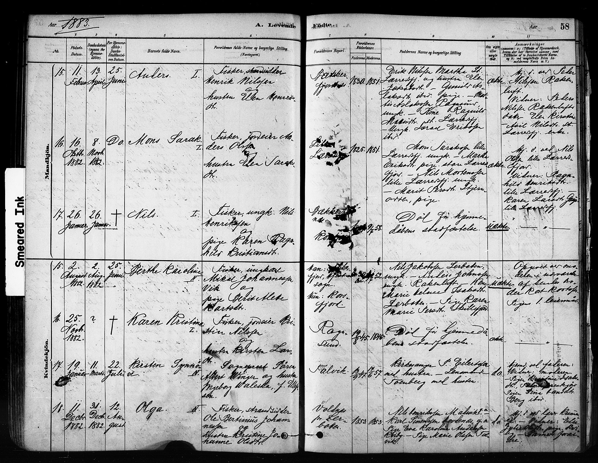 Talvik sokneprestkontor, AV/SATØ-S-1337/H/Ha/L0012kirke: Parish register (official) no. 12, 1878-1886, p. 58