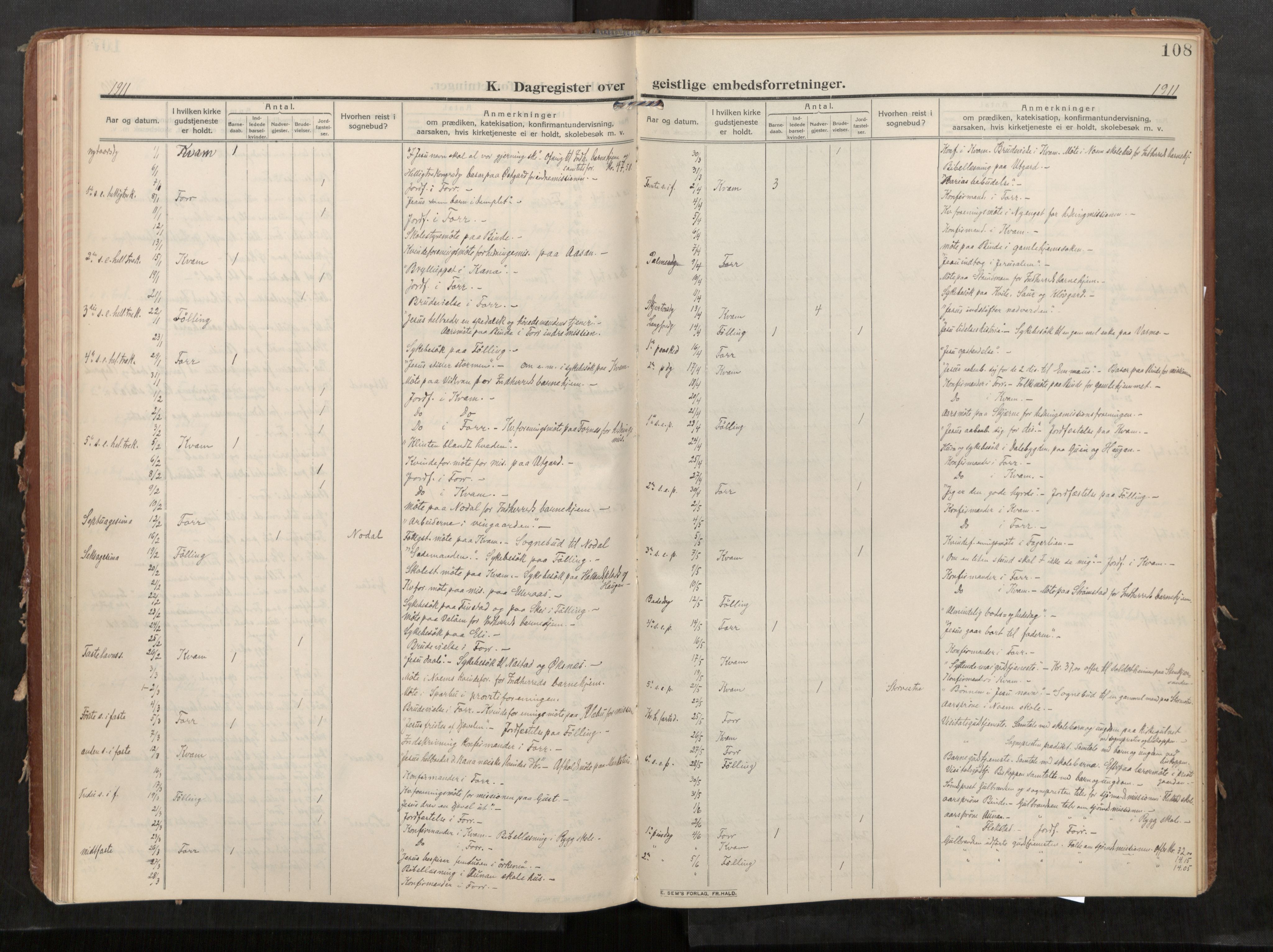 Stod sokneprestkontor, SAT/A-1164/1/I/I1/I1a/L0002: Parish register (official) no. 2, 1909-1922, p. 108