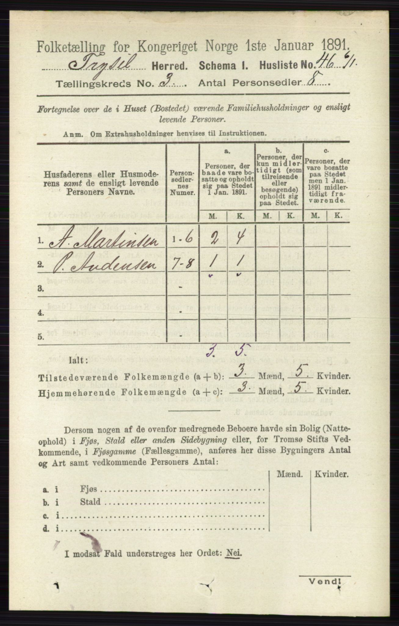 RA, 1891 census for 0428 Trysil, 1891, p. 1316