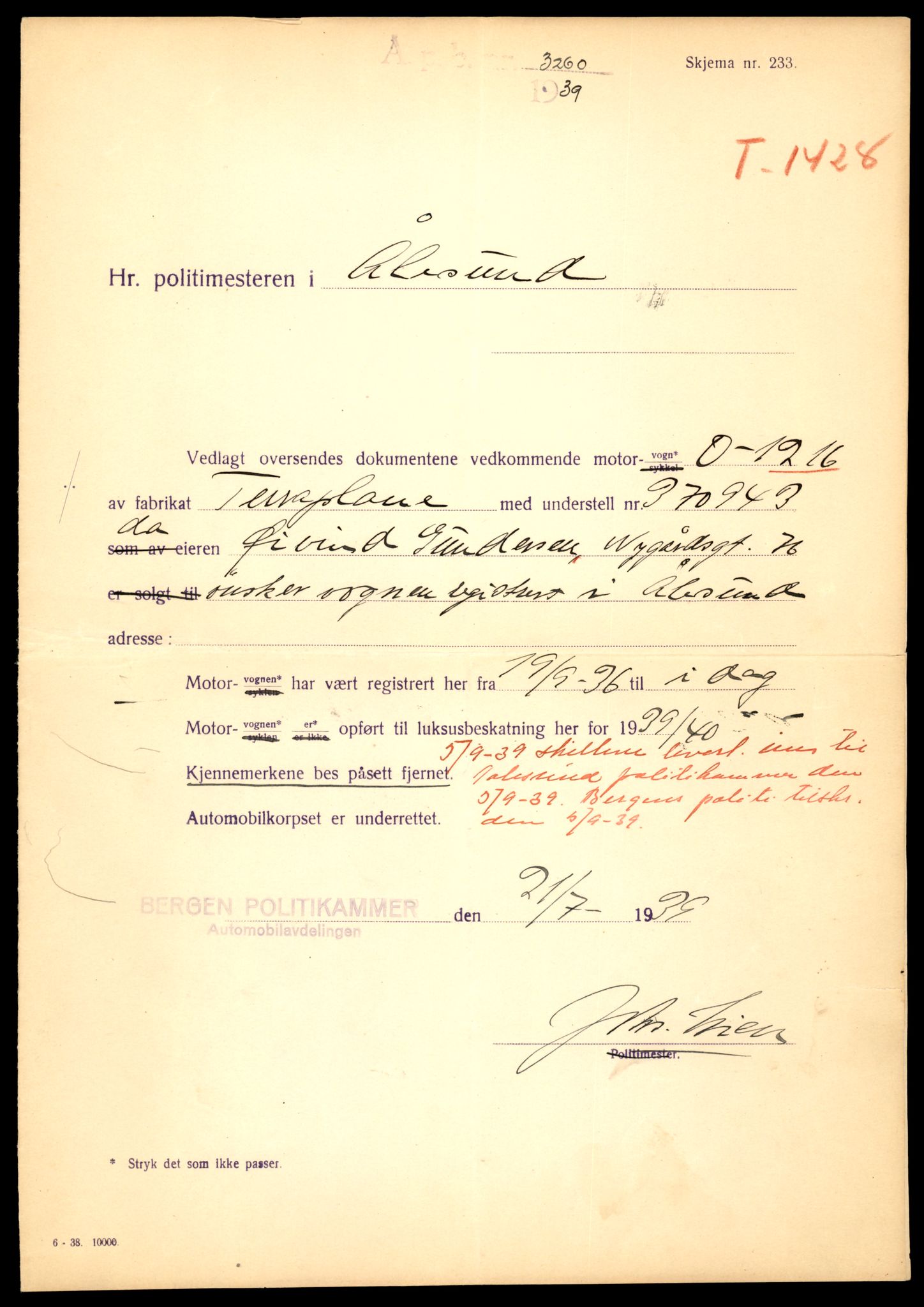 Møre og Romsdal vegkontor - Ålesund trafikkstasjon, AV/SAT-A-4099/F/Fe/L0008: Registreringskort for kjøretøy T 747 - T 894, 1927-1998, p. 133