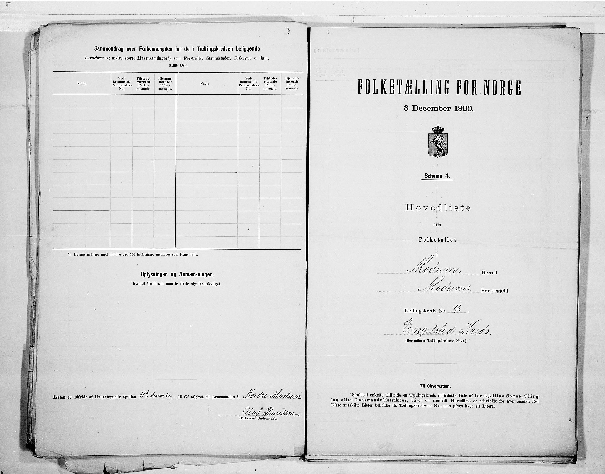 RA, 1900 census for Modum, 1900, p. 10