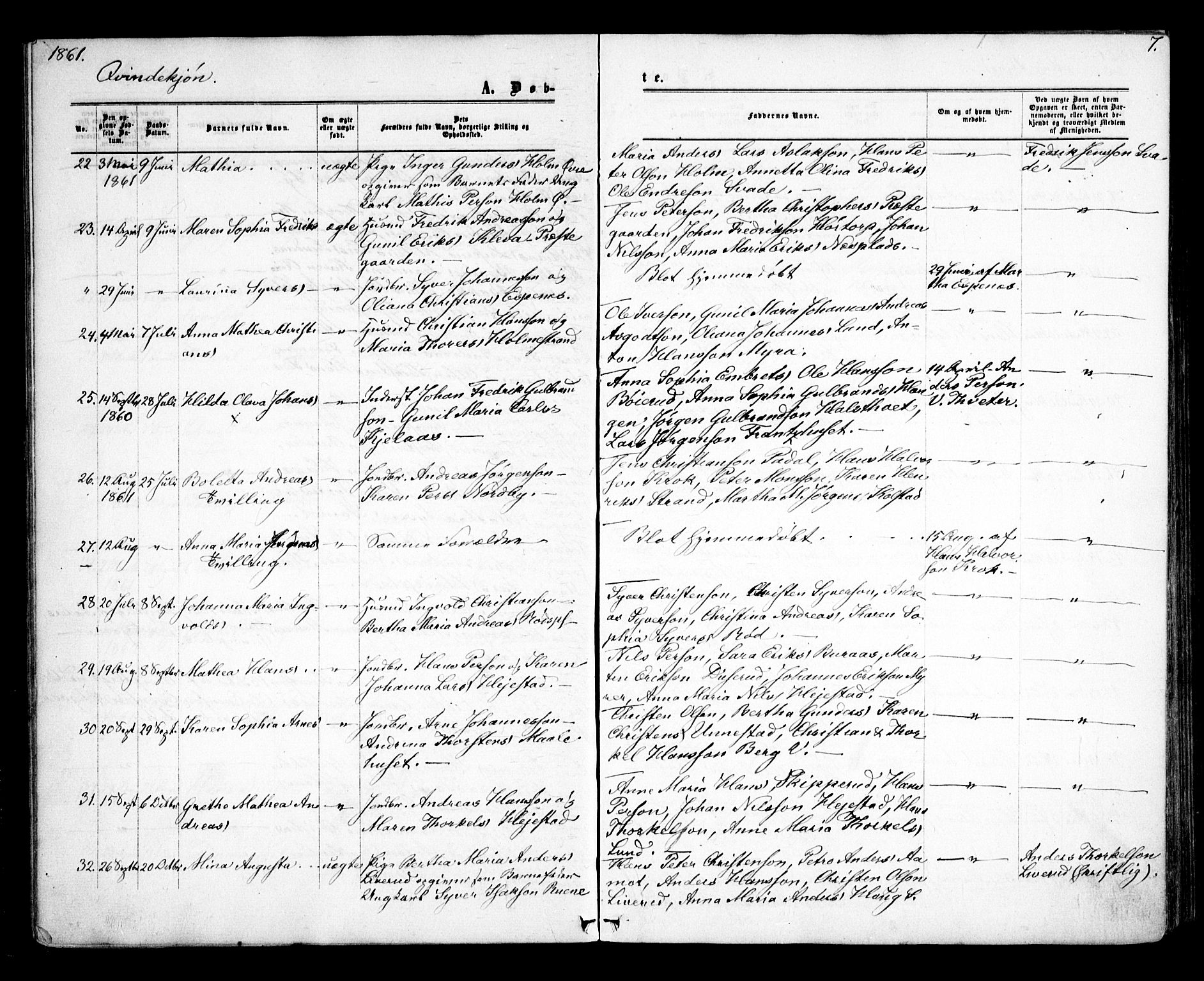 Skiptvet prestekontor Kirkebøker, SAO/A-20009/F/Fa/L0007: Parish register (official) no. 7, 1861-1866, p. 7