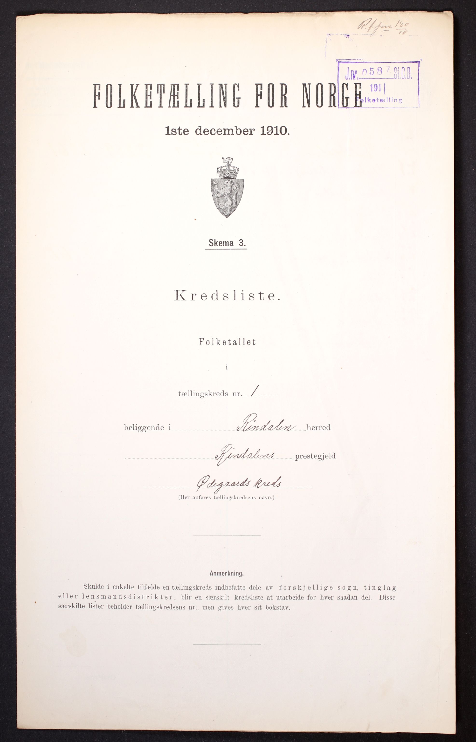 RA, 1910 census for Rindal, 1910, p. 4