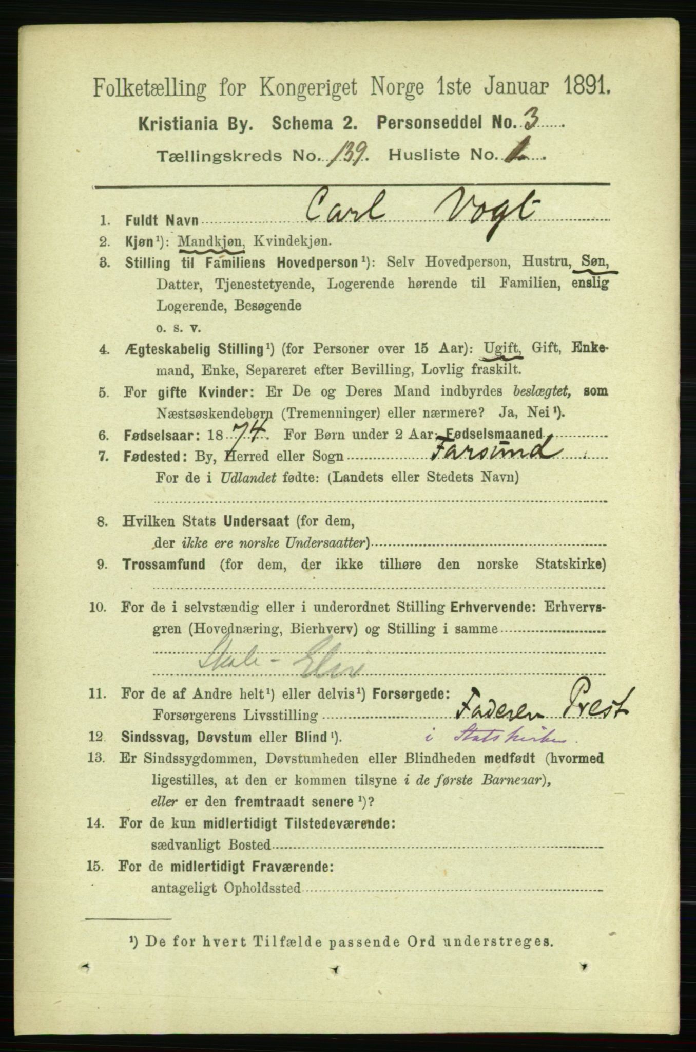 RA, 1891 census for 0301 Kristiania, 1891, p. 77018