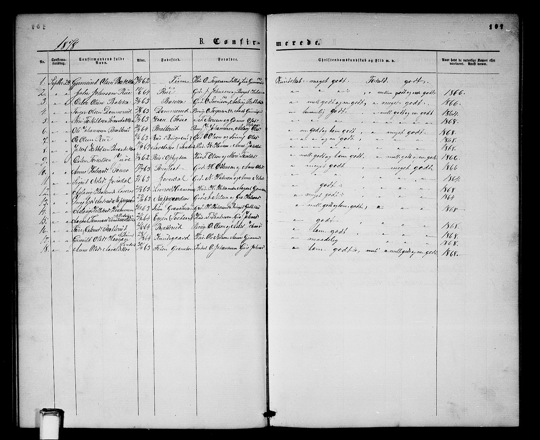 Gransherad kirkebøker, SAKO/A-267/G/Gb/L0002: Parish register (copy) no. II 2, 1860-1886, p. 107
