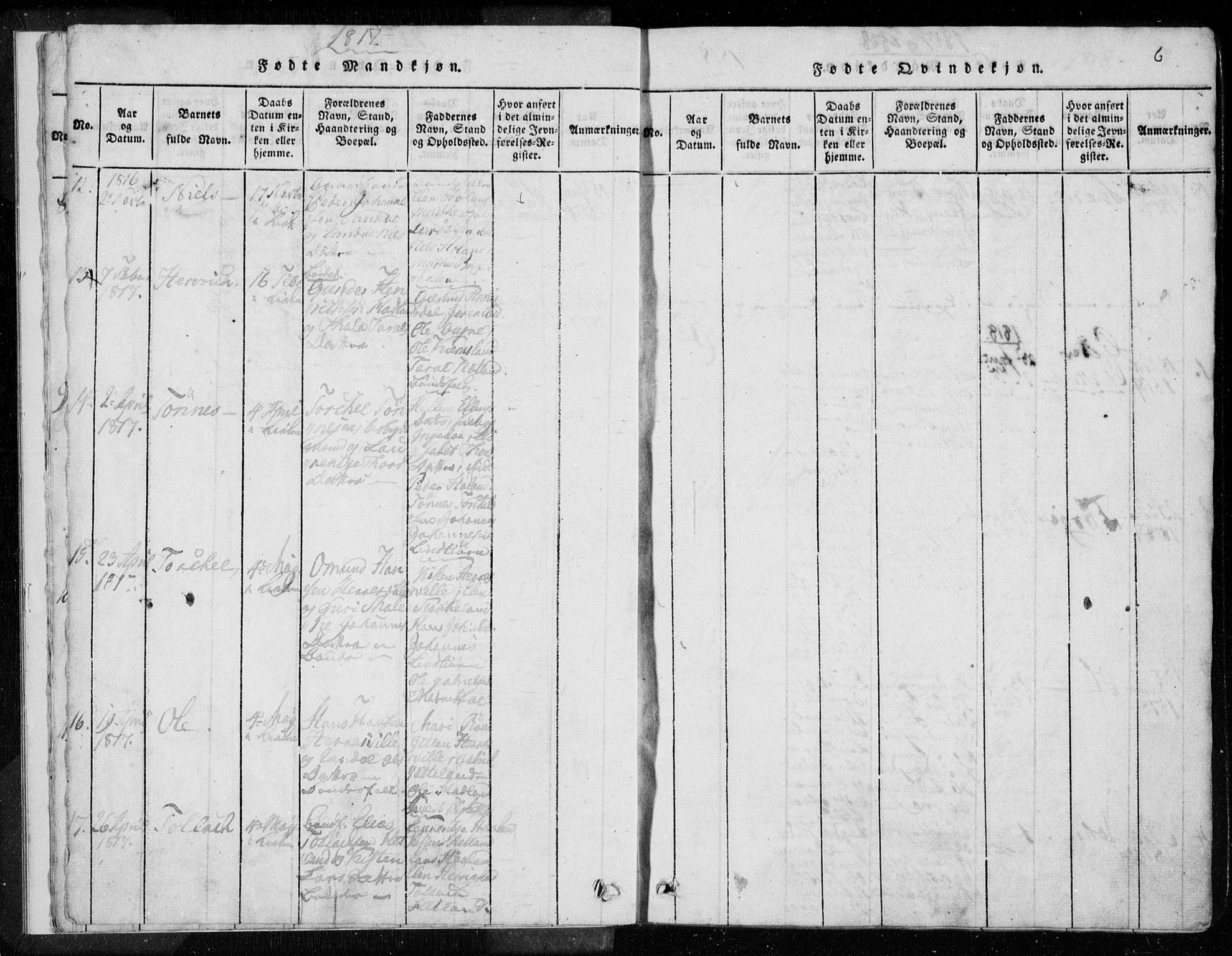 Eigersund sokneprestkontor, SAST/A-101807/S08/L0008: Parish register (official) no. A 8, 1816-1847, p. 6