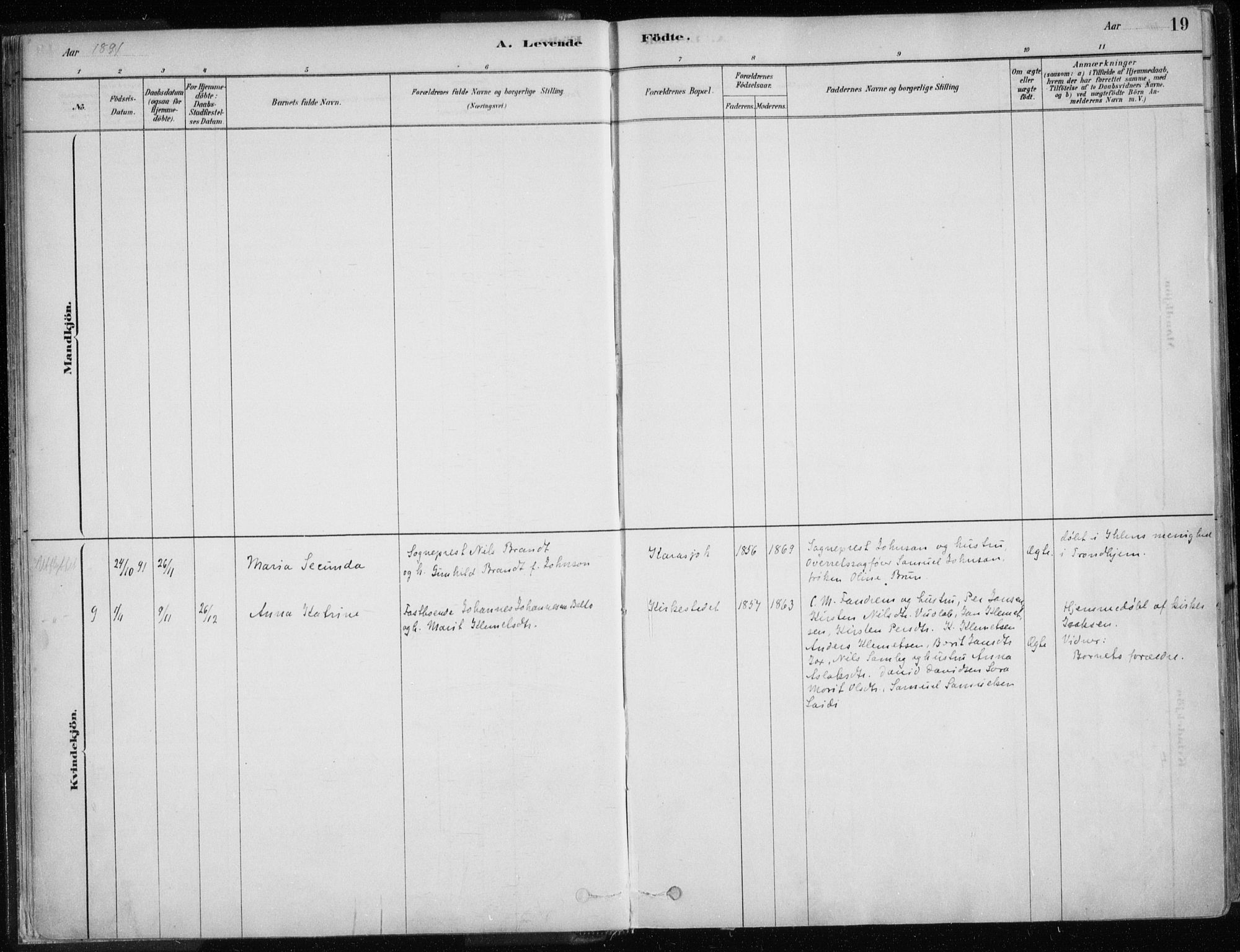 Karasjok sokneprestkontor, SATØ/S-1352/H/Ha/L0002kirke: Parish register (official) no. 2, 1885-1906, p. 19