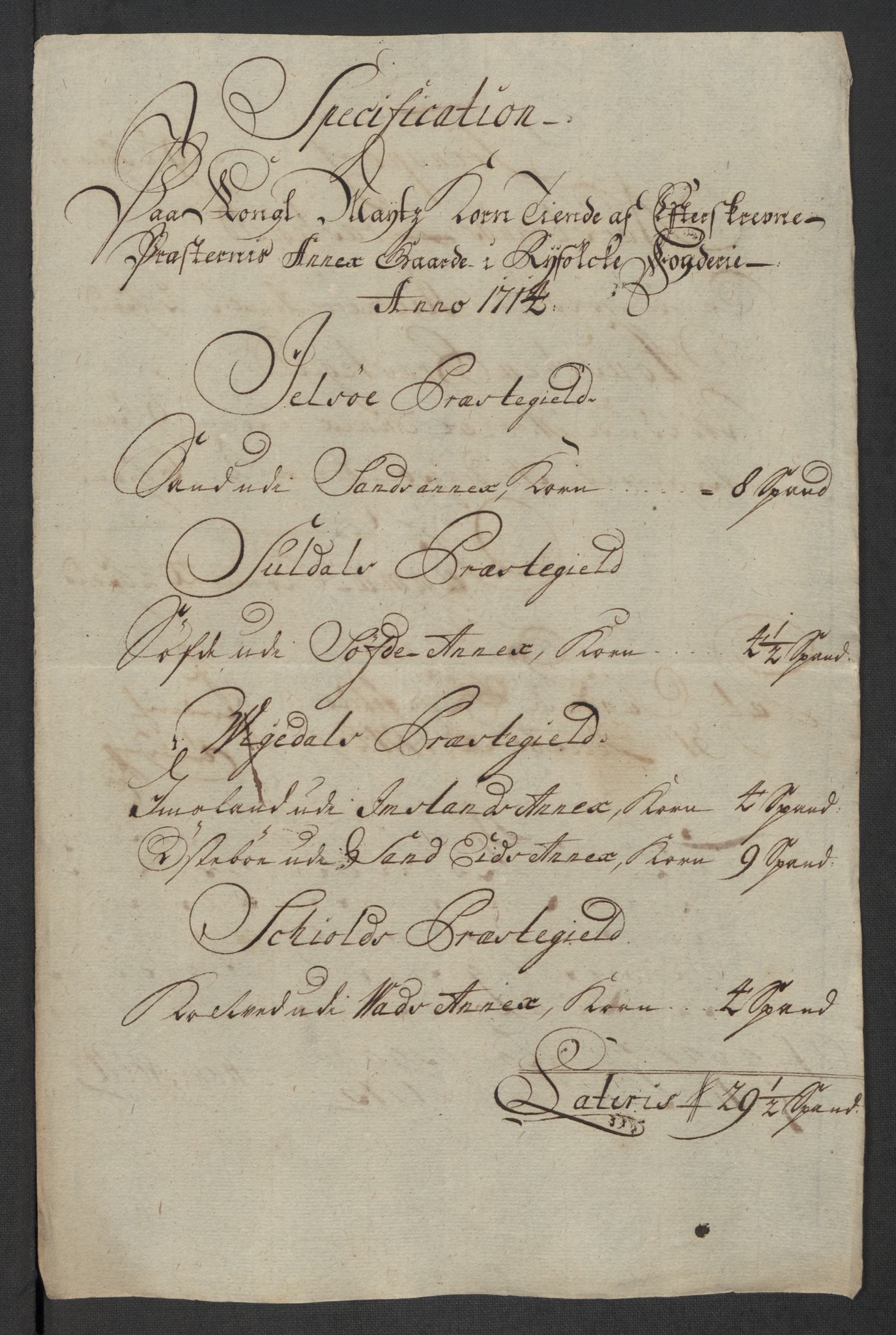 Rentekammeret inntil 1814, Reviderte regnskaper, Fogderegnskap, RA/EA-4092/R47/L2867: Fogderegnskap Ryfylke, 1714, p. 291