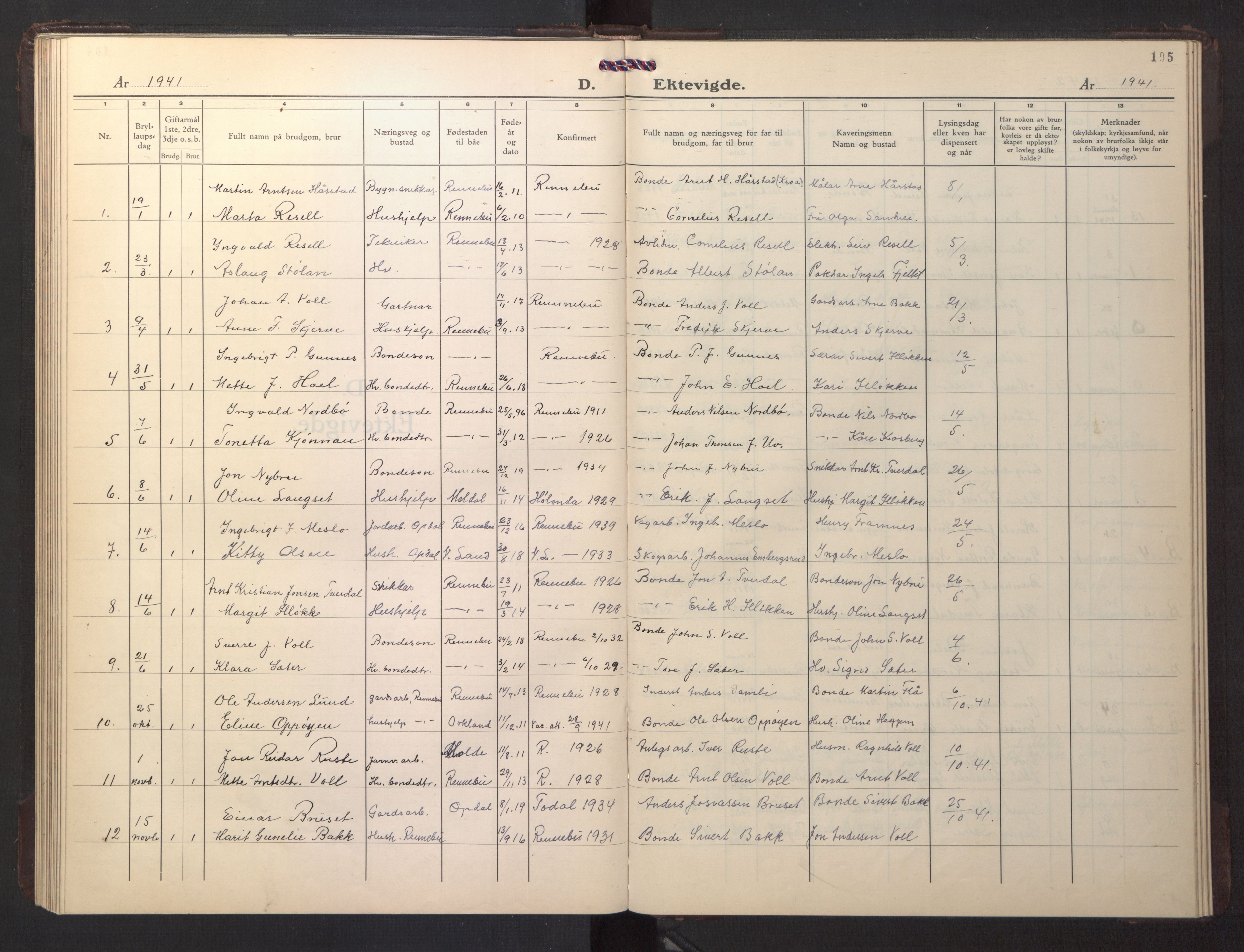 Ministerialprotokoller, klokkerbøker og fødselsregistre - Sør-Trøndelag, SAT/A-1456/674/L0878: Parish register (copy) no. 674C05, 1941-1950, p. 105