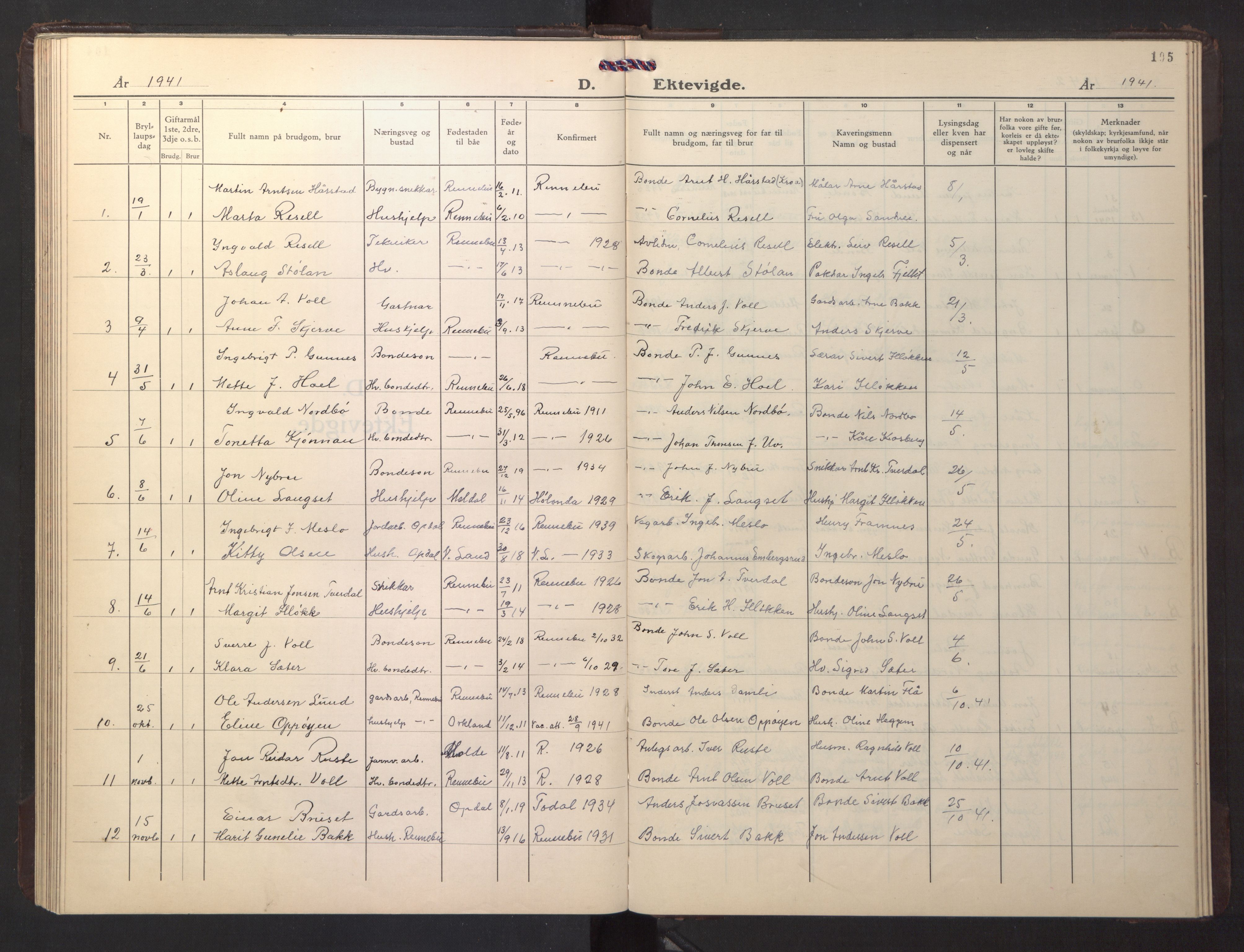 Ministerialprotokoller, klokkerbøker og fødselsregistre - Sør-Trøndelag, AV/SAT-A-1456/674/L0878: Parish register (copy) no. 674C05, 1941-1950, p. 105