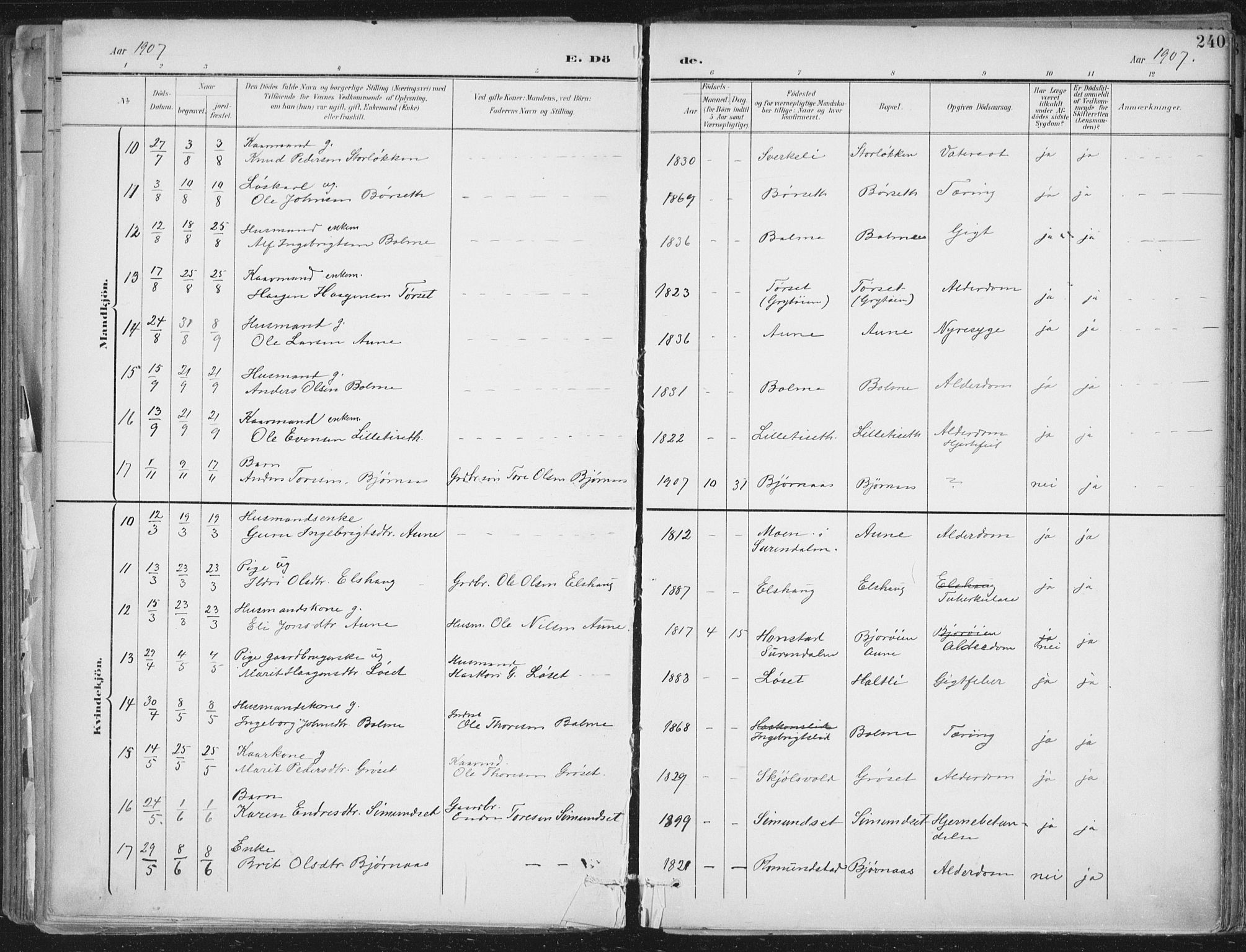 Ministerialprotokoller, klokkerbøker og fødselsregistre - Møre og Romsdal, AV/SAT-A-1454/598/L1072: Parish register (official) no. 598A06, 1896-1910, p. 240