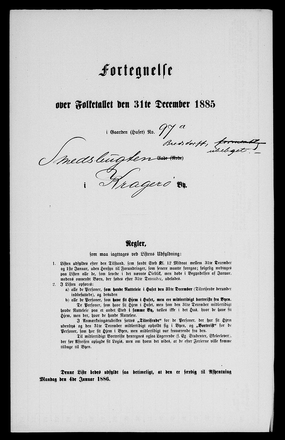 SAKO, 1885 census for 0801 Kragerø, 1885, p. 192