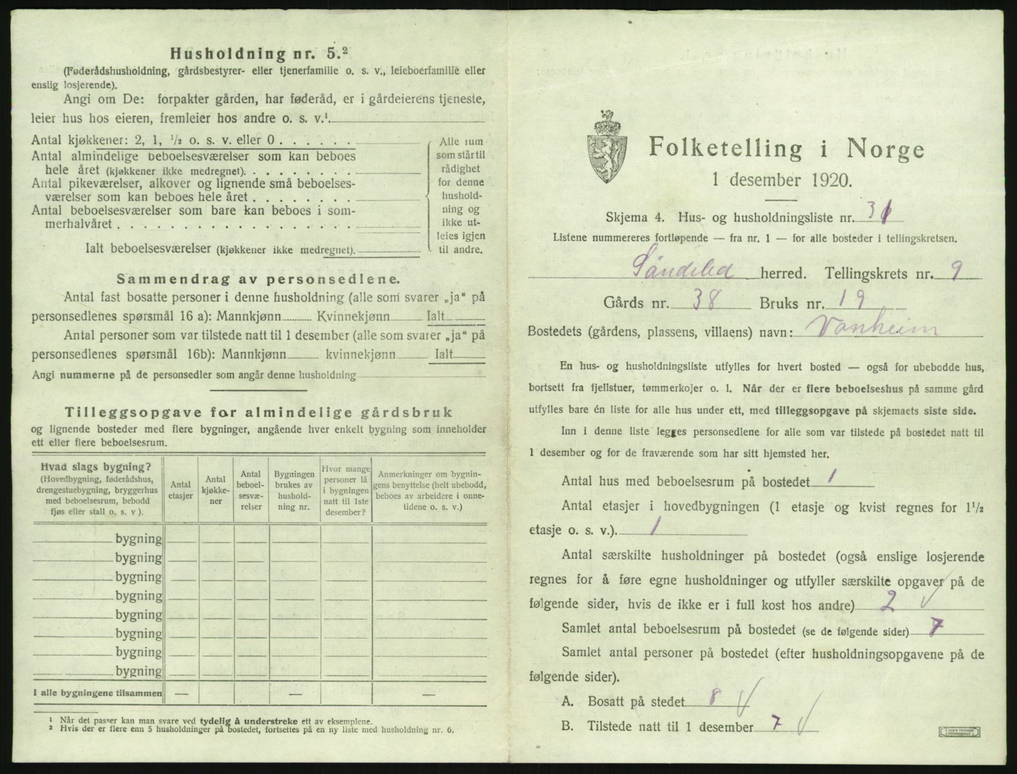 SAK, 1920 census for Søndeled, 1920, p. 803