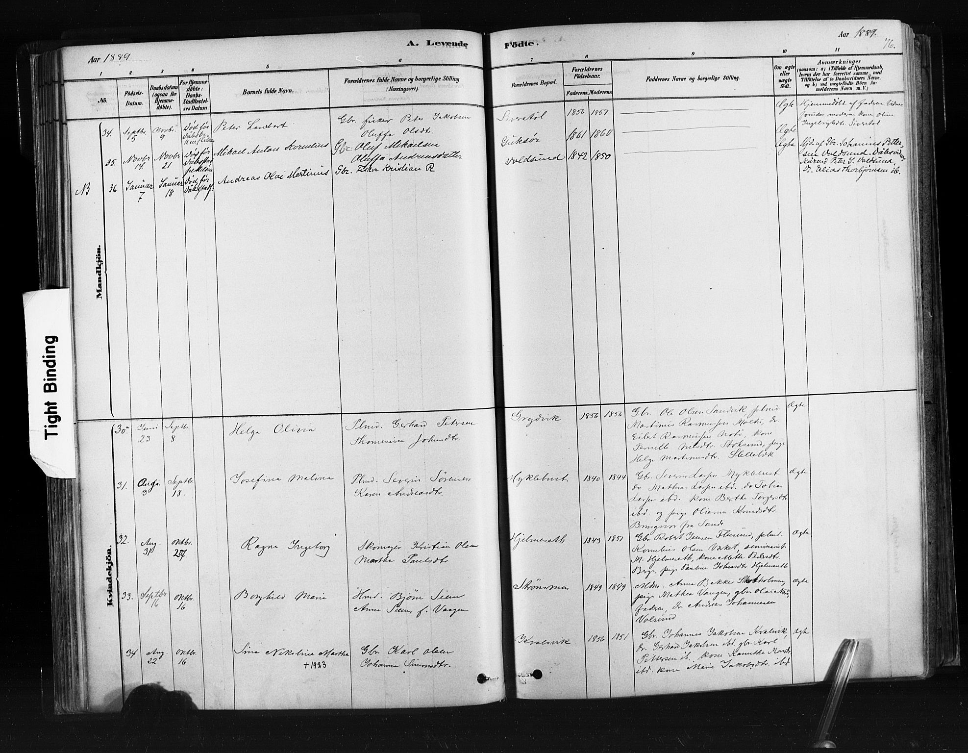 Ministerialprotokoller, klokkerbøker og fødselsregistre - Møre og Romsdal, AV/SAT-A-1454/507/L0073: Parish register (official) no. 507A08, 1878-1904, p. 76