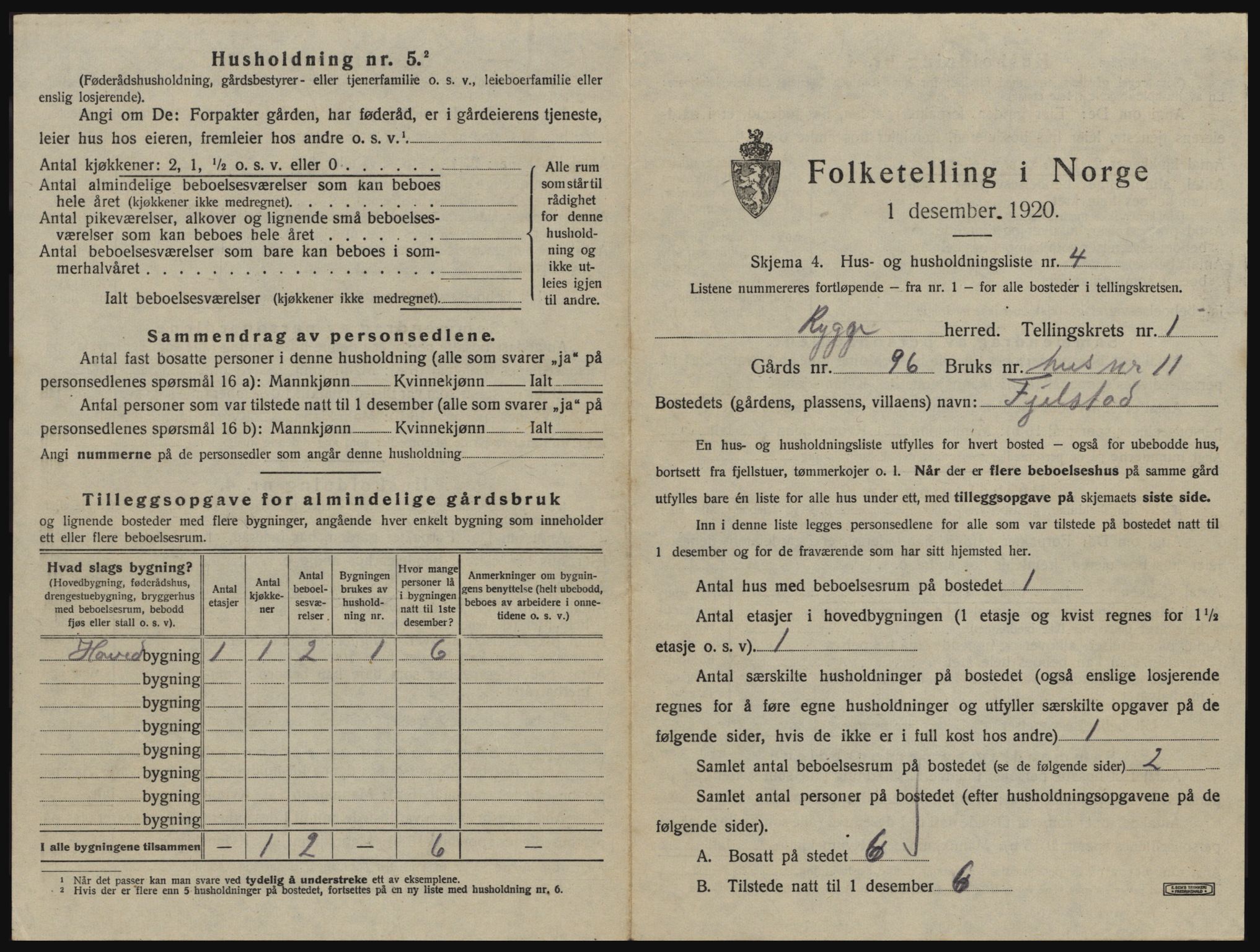 SAO, 1920 census for Rygge, 1920, p. 51